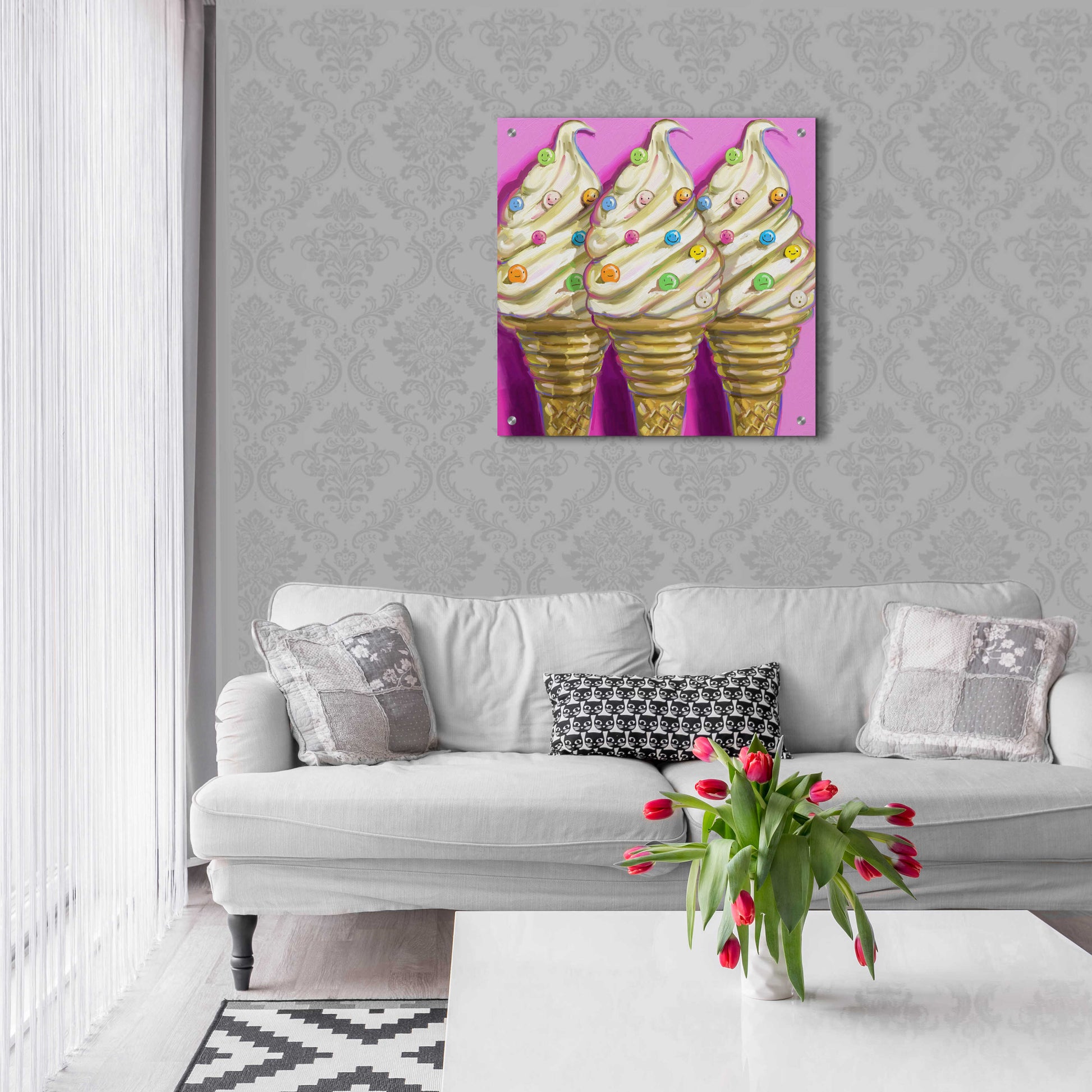 Epic Art 'Ice cream faces' by Howie Green, Acrylic Glass Wall Art,24x24