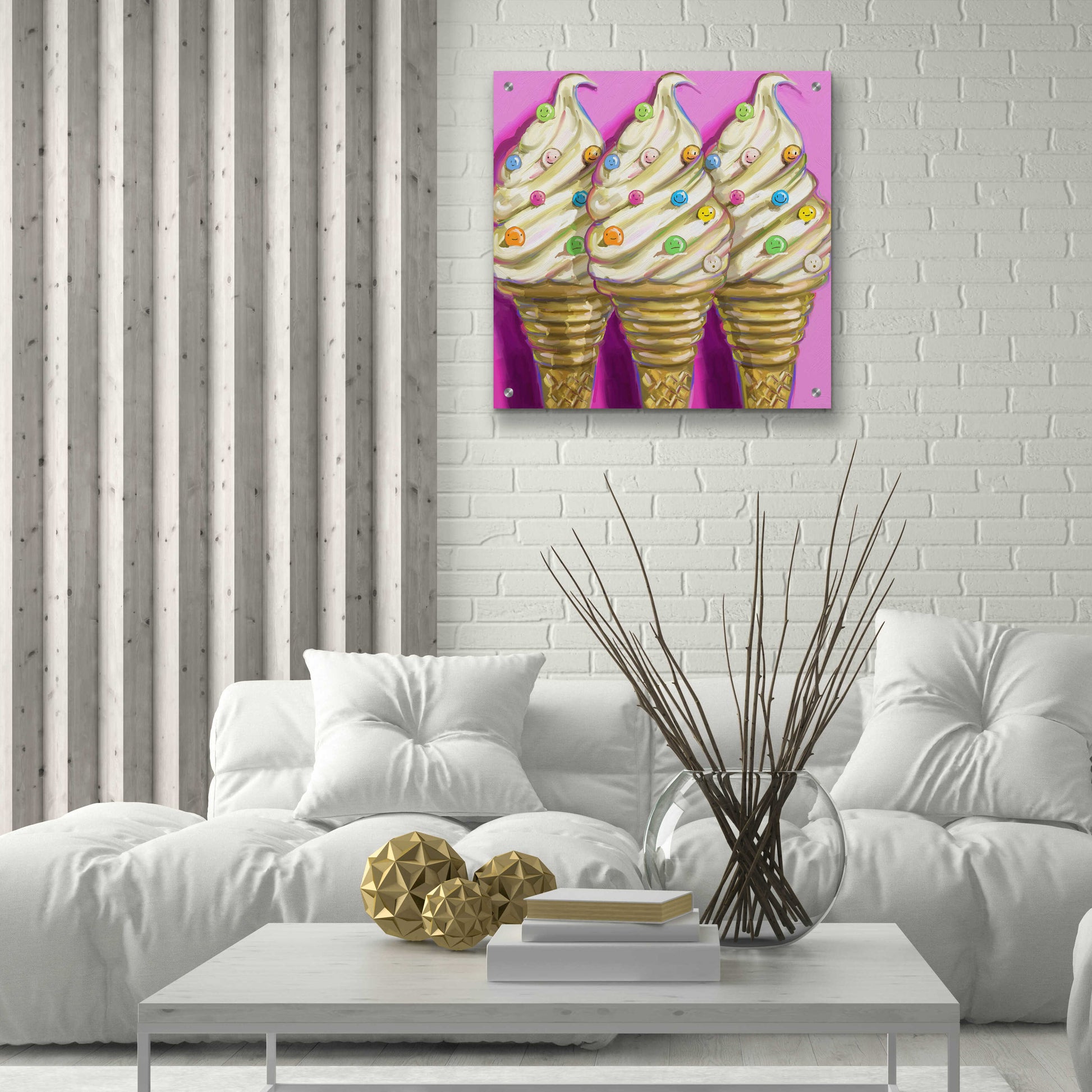 Epic Art 'Ice cream faces' by Howie Green, Acrylic Glass Wall Art,24x24