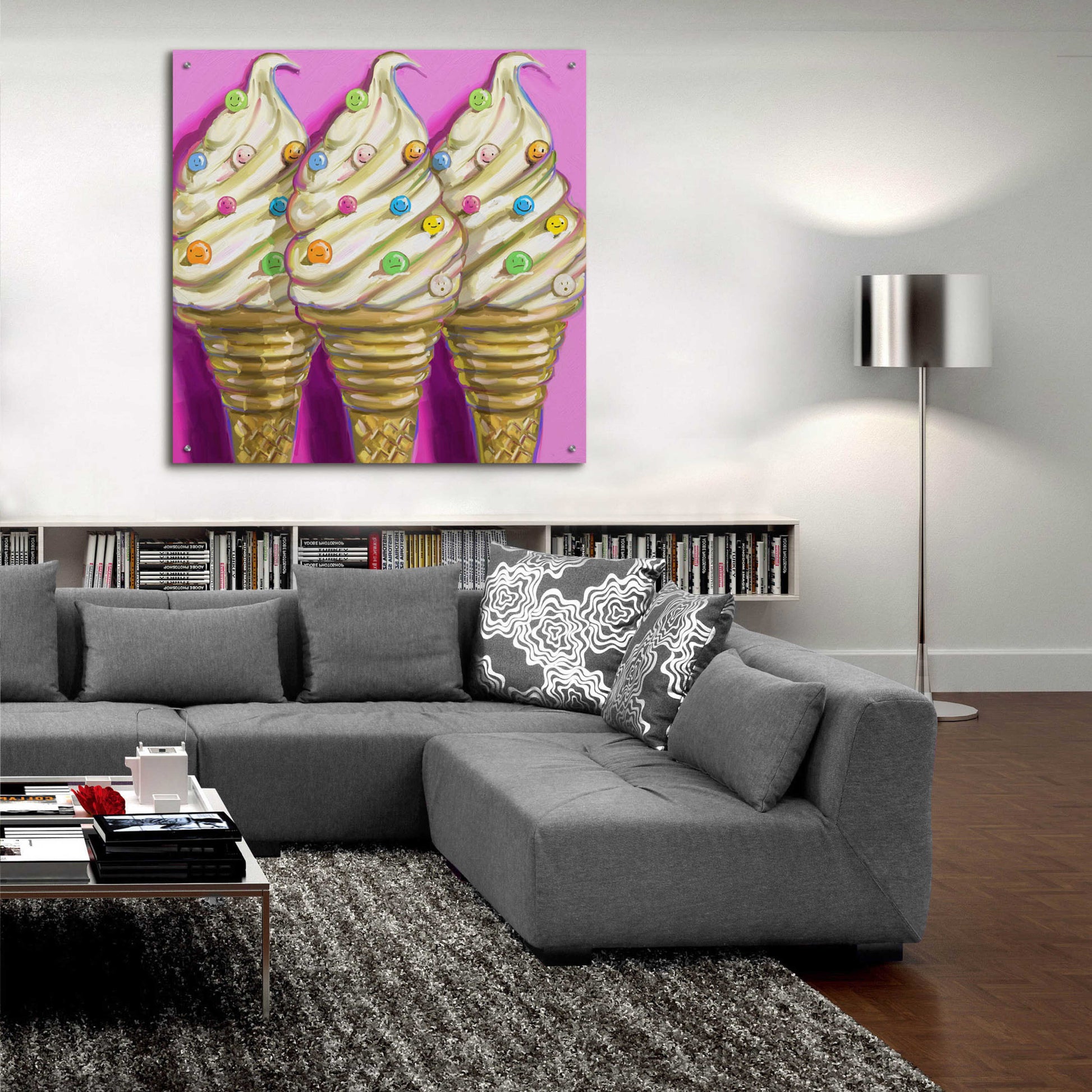 Epic Art 'Ice cream faces' by Howie Green, Acrylic Glass Wall Art,36x36