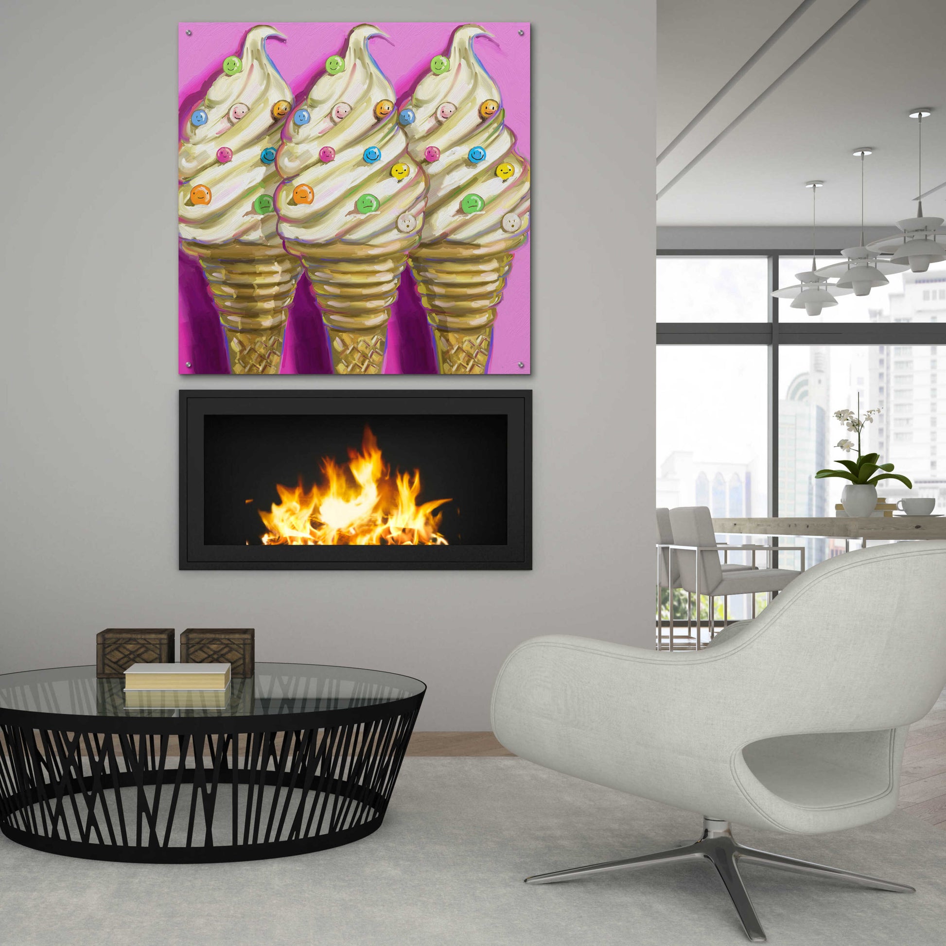 Epic Art 'Ice cream faces' by Howie Green, Acrylic Glass Wall Art,36x36