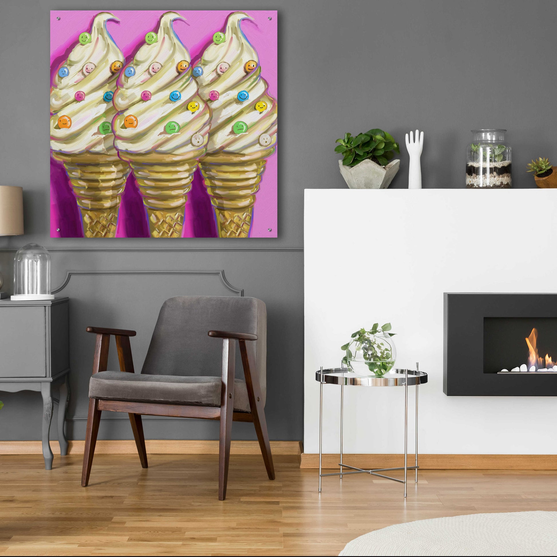 Epic Art 'Ice cream faces' by Howie Green, Acrylic Glass Wall Art,36x36