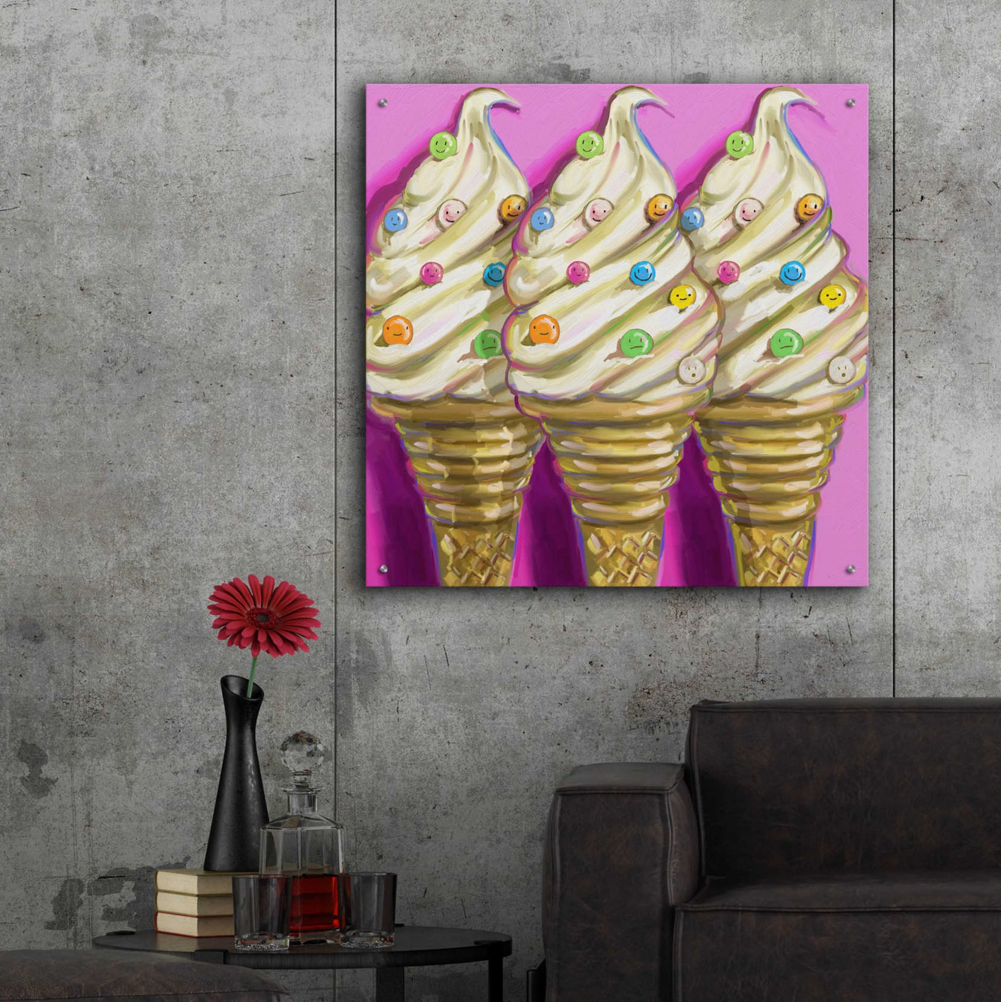 Epic Art 'Ice cream faces' by Howie Green, Acrylic Glass Wall Art,36x36