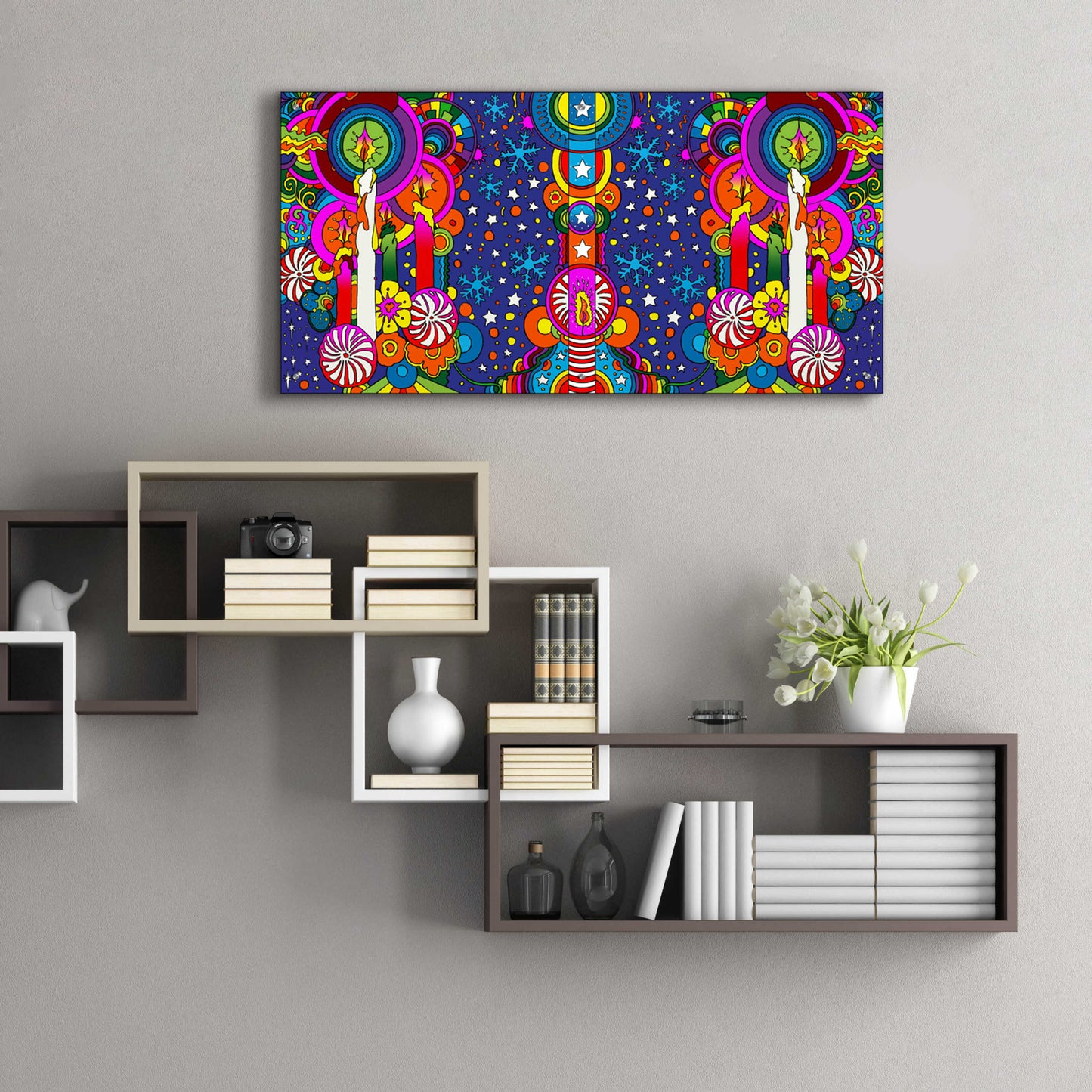 Epic Art 'Holiday Candles Panorama' by Howie Green, Acrylic Glass Wall Art,48x24
