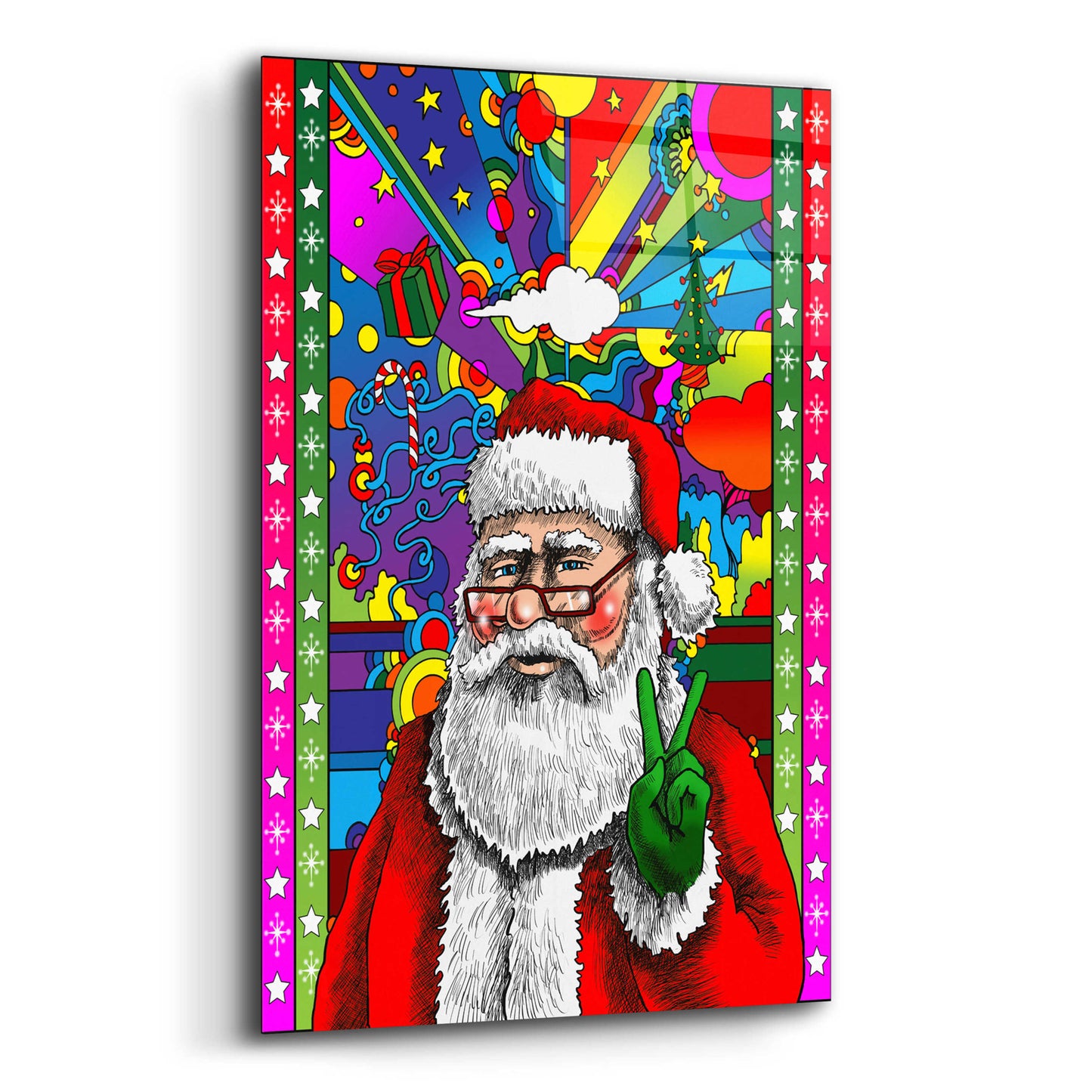 Epic Art 'Santa Peace' by Howie Green, Acrylic Glass Wall Art,12x16