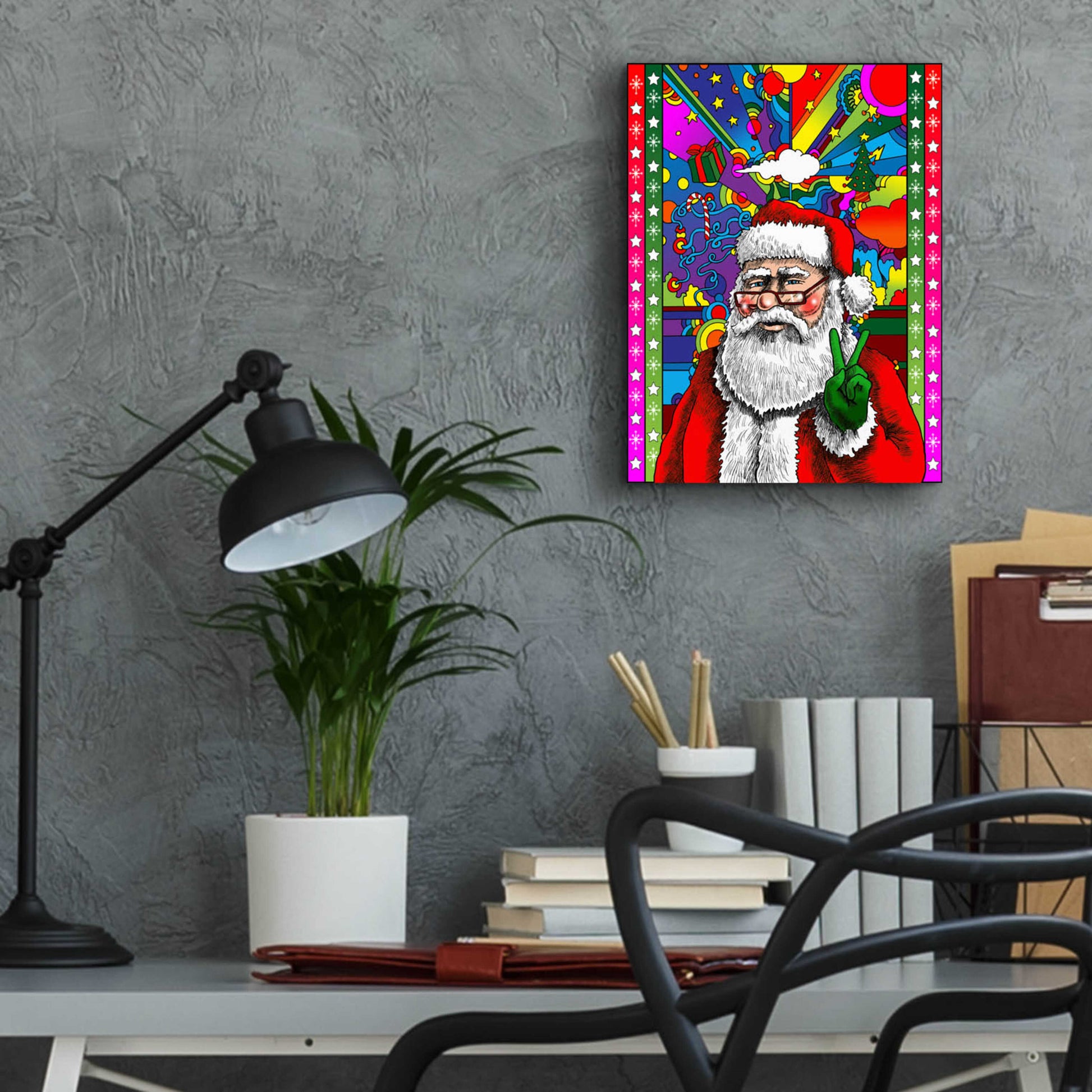 Epic Art 'Santa Peace' by Howie Green, Acrylic Glass Wall Art,12x16