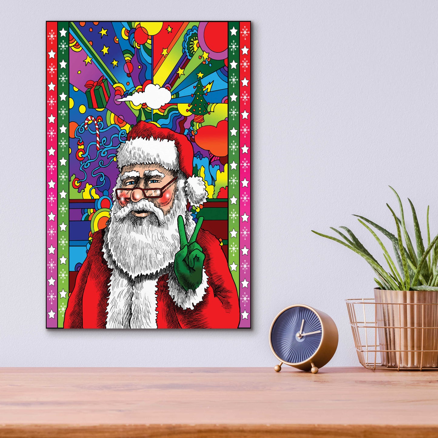 Epic Art 'Santa Peace' by Howie Green, Acrylic Glass Wall Art,12x16