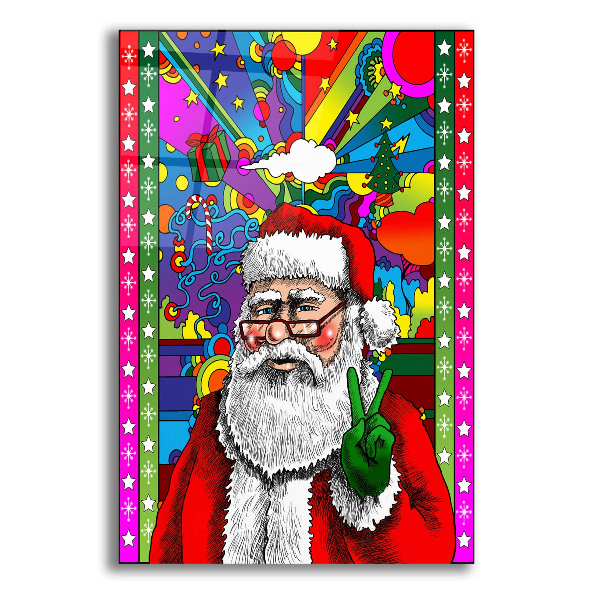 Epic Art 'Santa Peace' by Howie Green, Acrylic Glass Wall Art,12x16