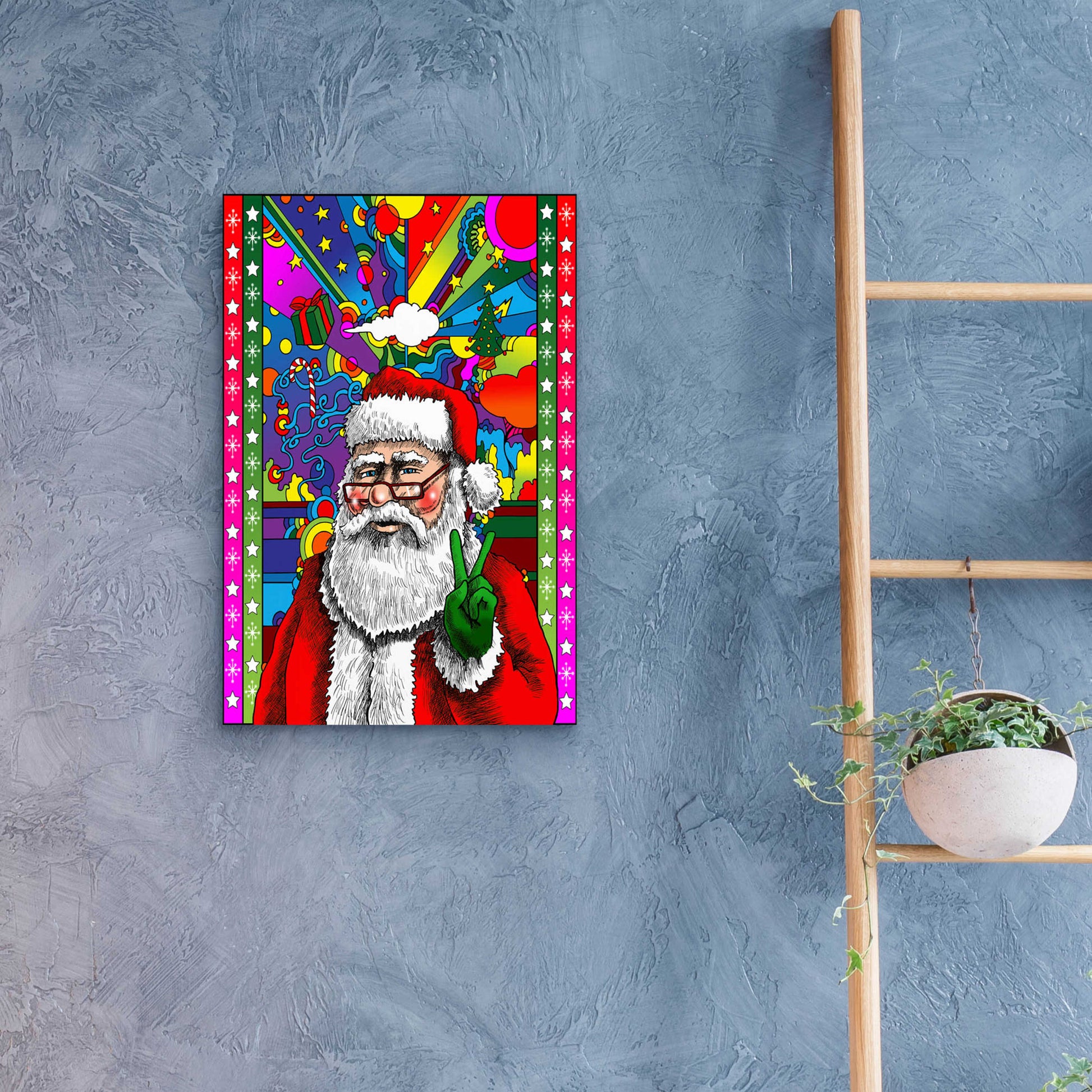 Epic Art 'Santa Peace' by Howie Green, Acrylic Glass Wall Art,16x24