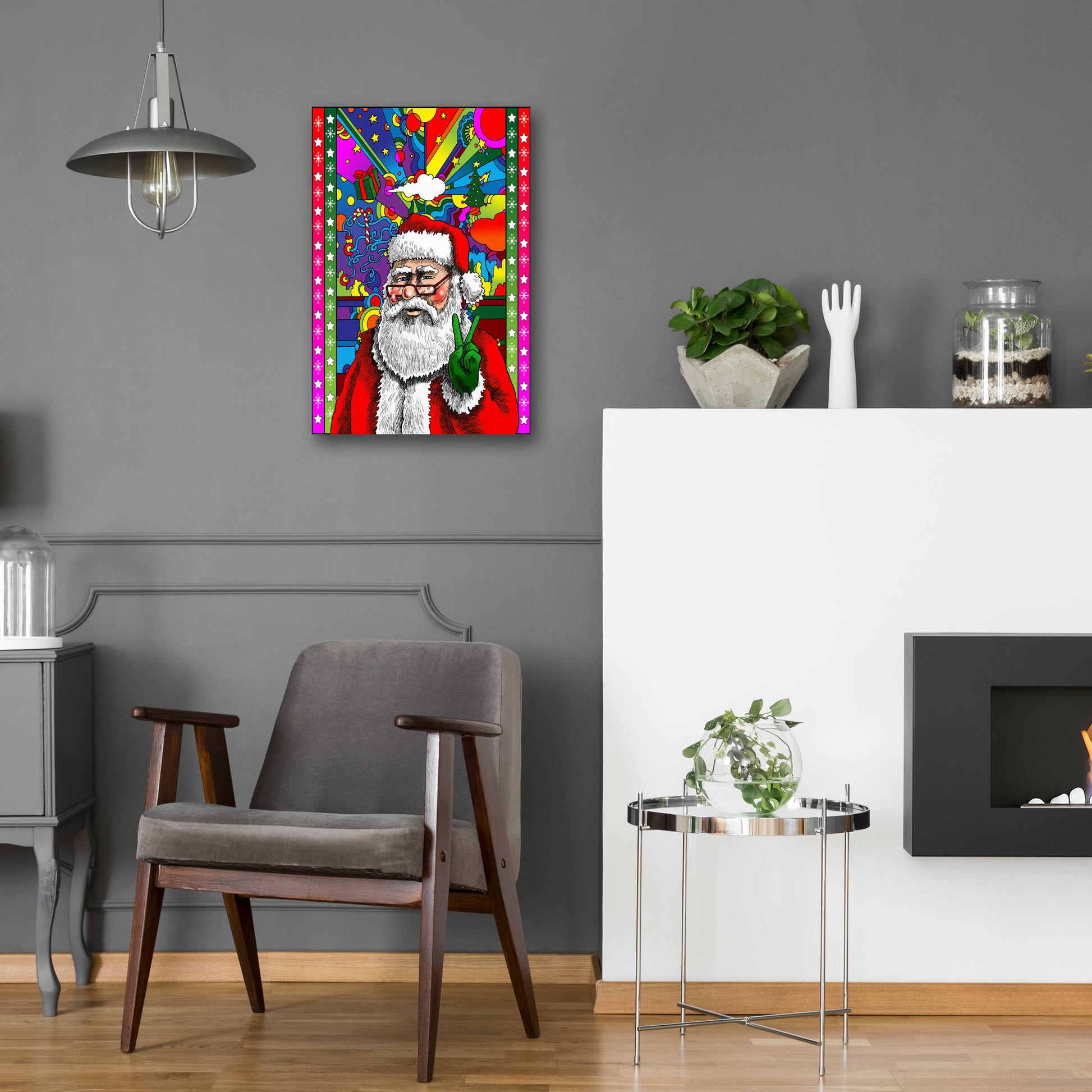 Epic Art 'Santa Peace' by Howie Green, Acrylic Glass Wall Art,16x24