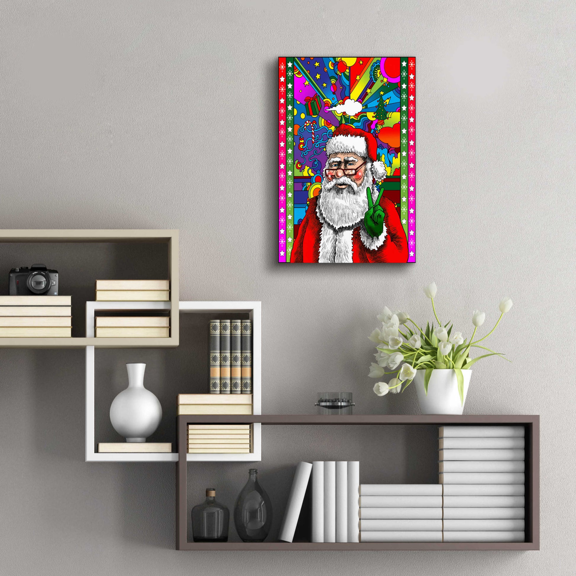 Epic Art 'Santa Peace' by Howie Green, Acrylic Glass Wall Art,16x24