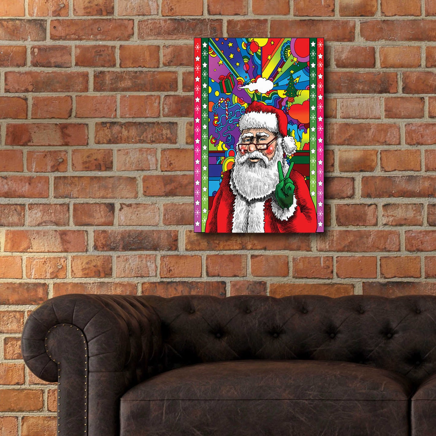 Epic Art 'Santa Peace' by Howie Green, Acrylic Glass Wall Art,16x24