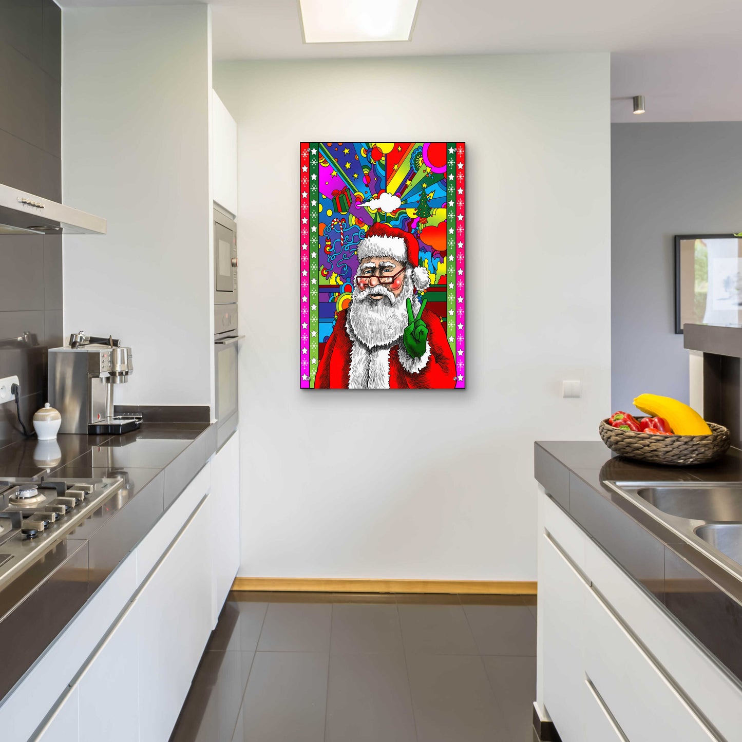 Epic Art 'Santa Peace' by Howie Green, Acrylic Glass Wall Art,24x36