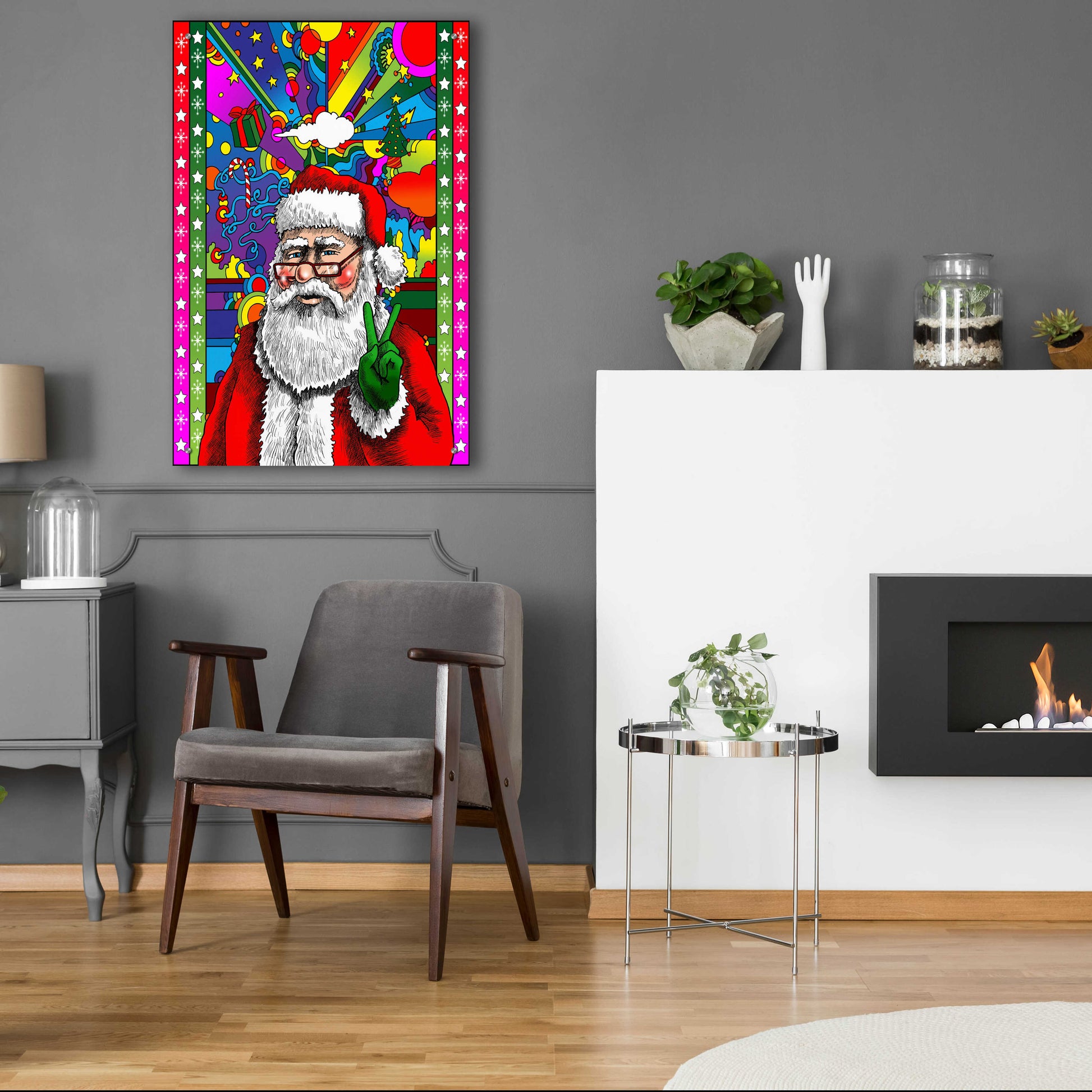 Epic Art 'Santa Peace' by Howie Green, Acrylic Glass Wall Art,24x36