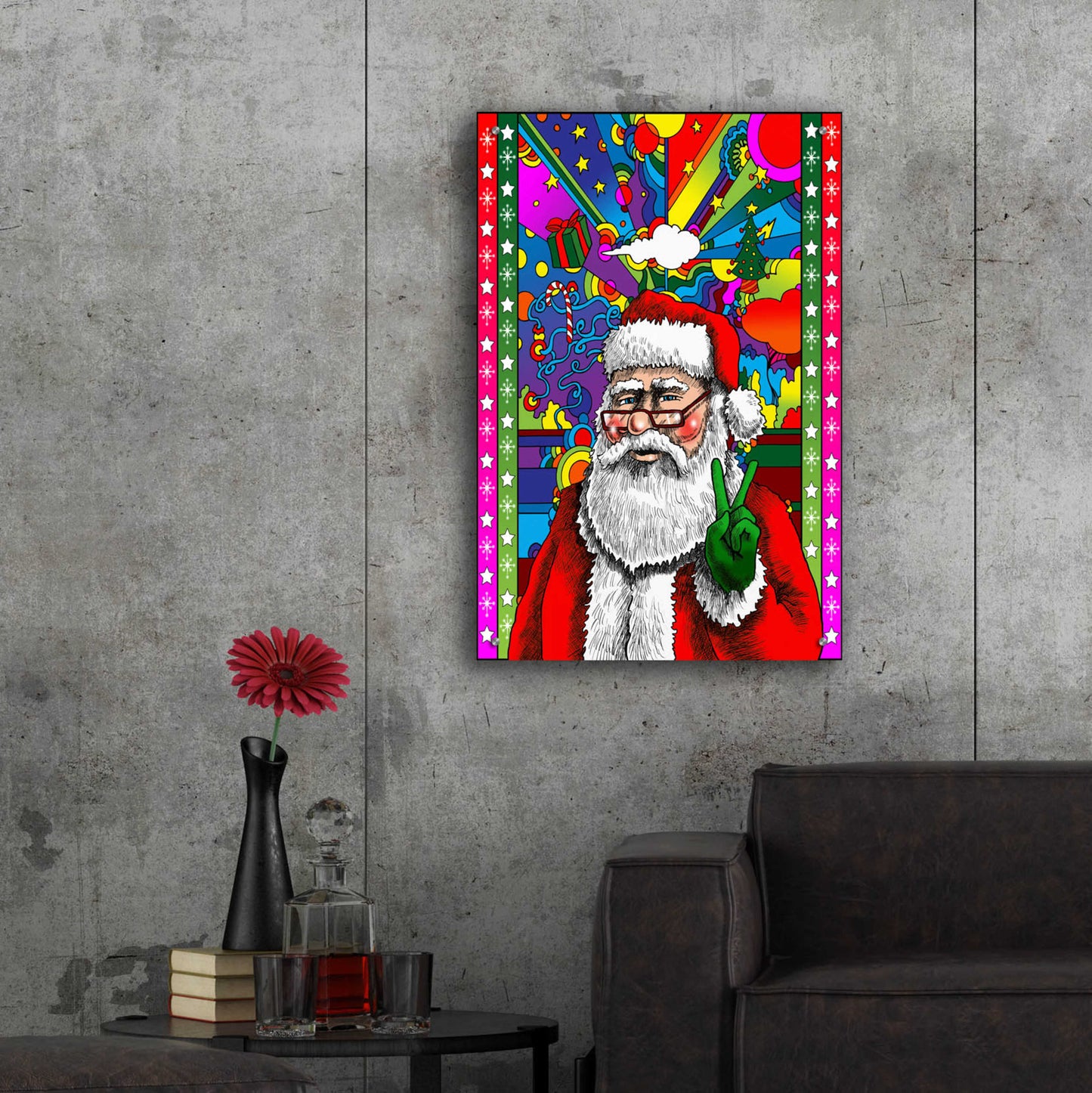 Epic Art 'Santa Peace' by Howie Green, Acrylic Glass Wall Art,24x36