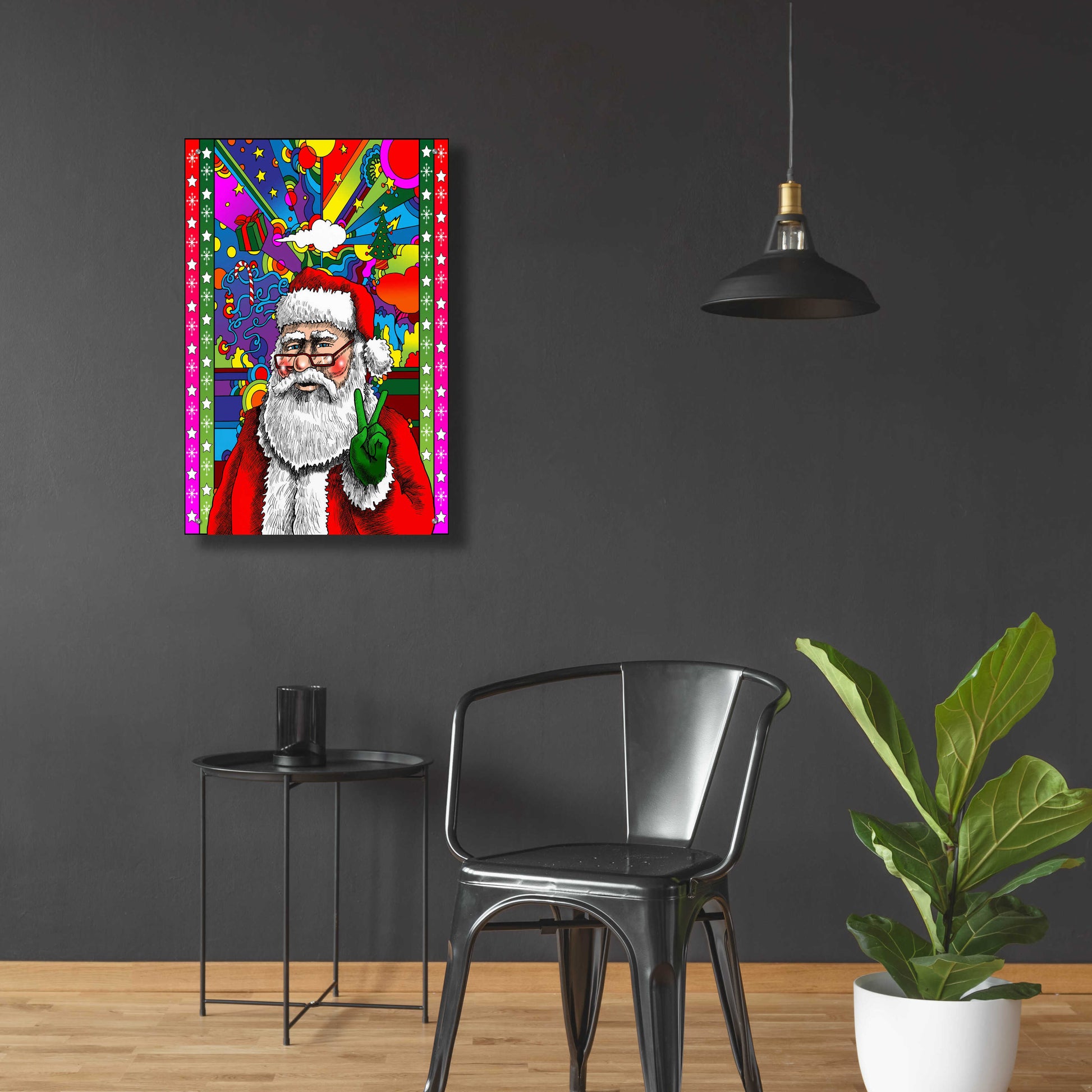 Epic Art 'Santa Peace' by Howie Green, Acrylic Glass Wall Art,24x36