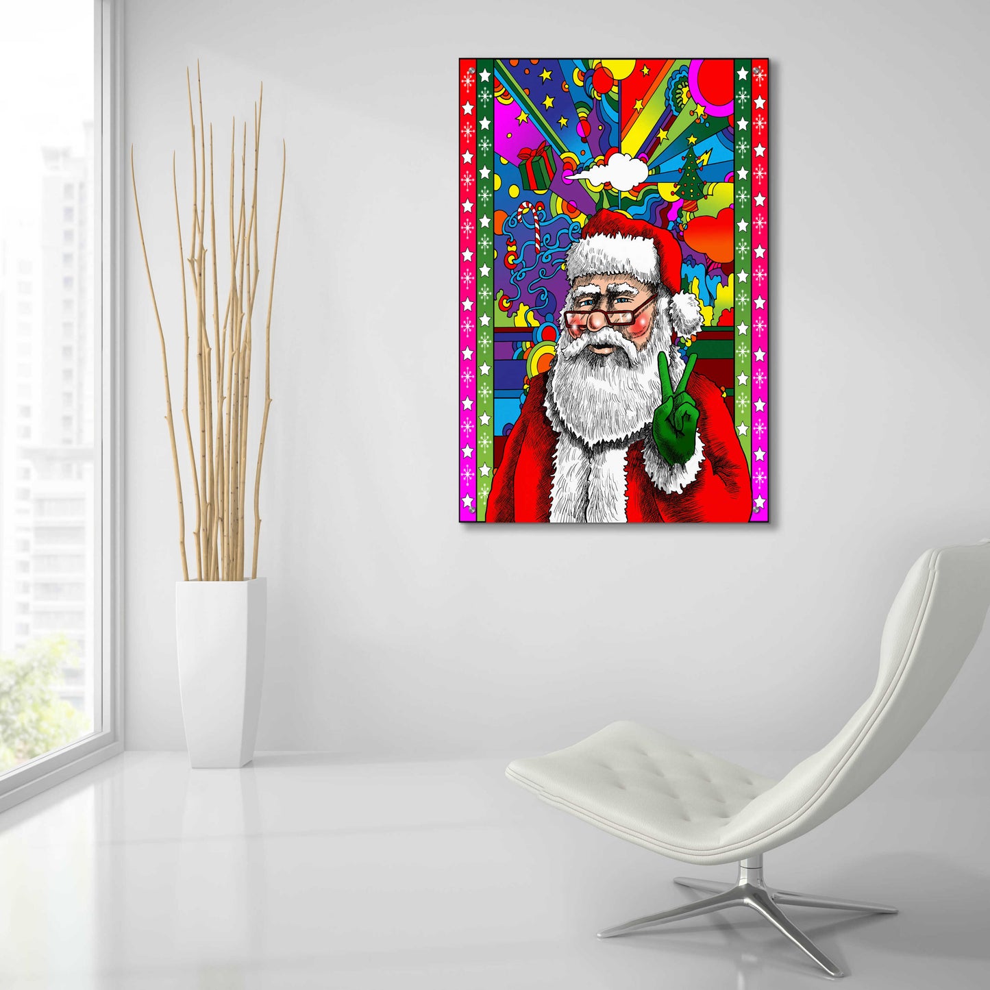 Epic Art 'Santa Peace' by Howie Green, Acrylic Glass Wall Art,24x36