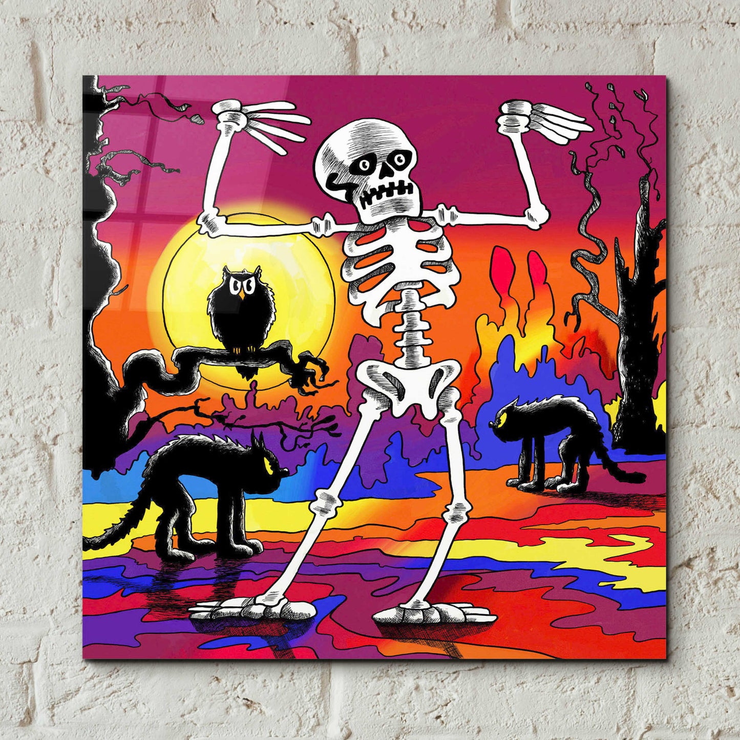 Epic Art 'Skeleton Dance' by Howie Green, Acrylic Glass Wall Art,12x12