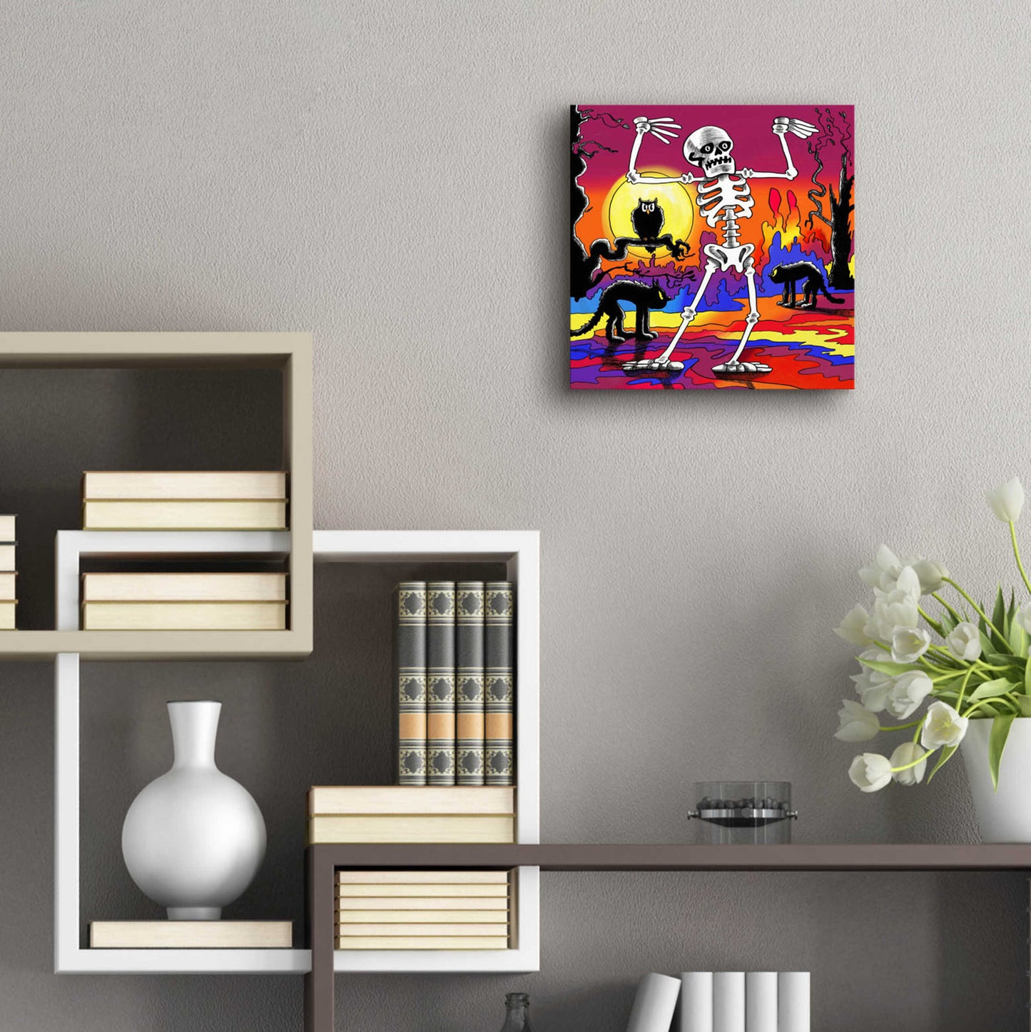 Epic Art 'Skeleton Dance' by Howie Green, Acrylic Glass Wall Art,12x12