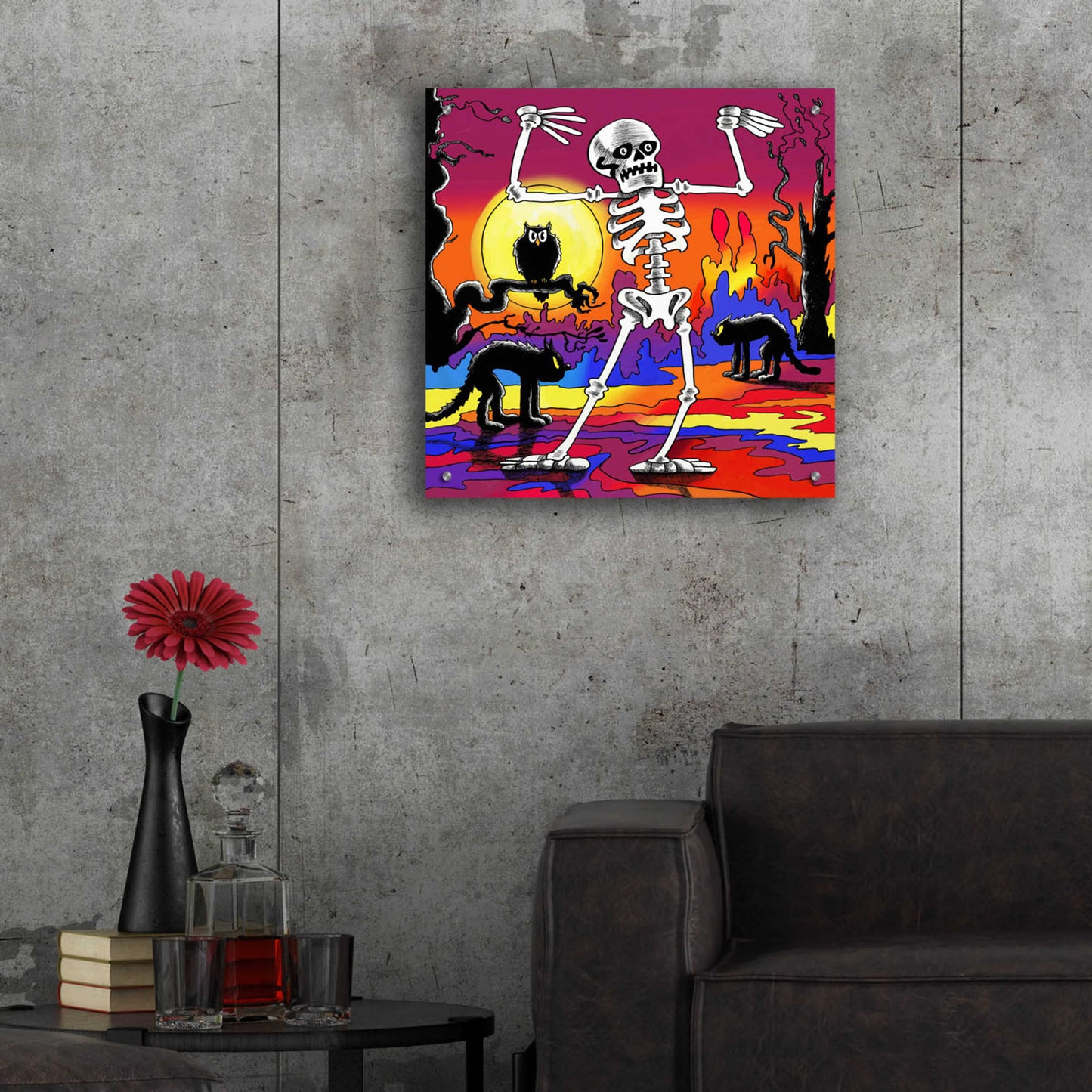 Epic Art 'Skeleton Dance' by Howie Green, Acrylic Glass Wall Art,24x24