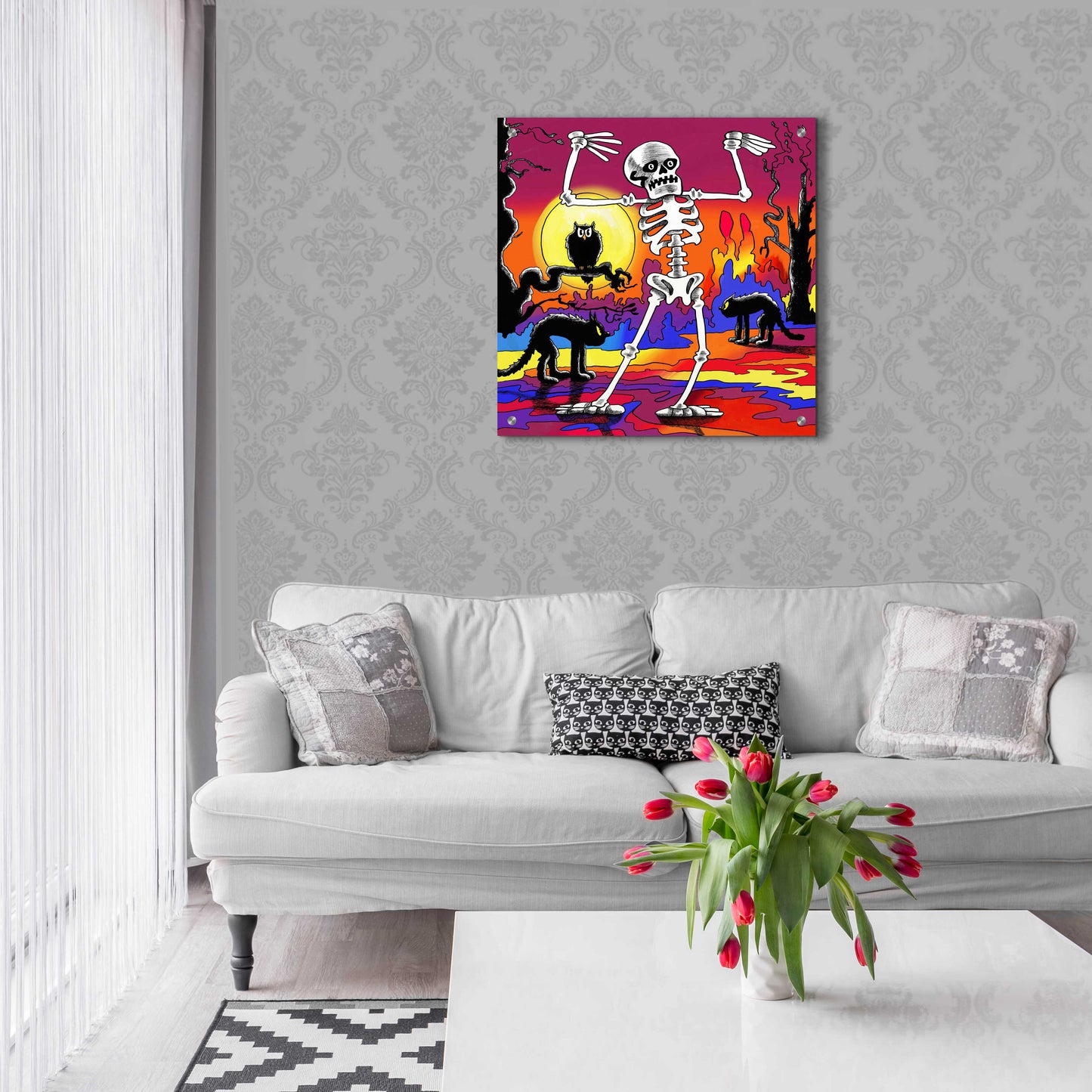 Epic Art 'Skeleton Dance' by Howie Green, Acrylic Glass Wall Art,24x24