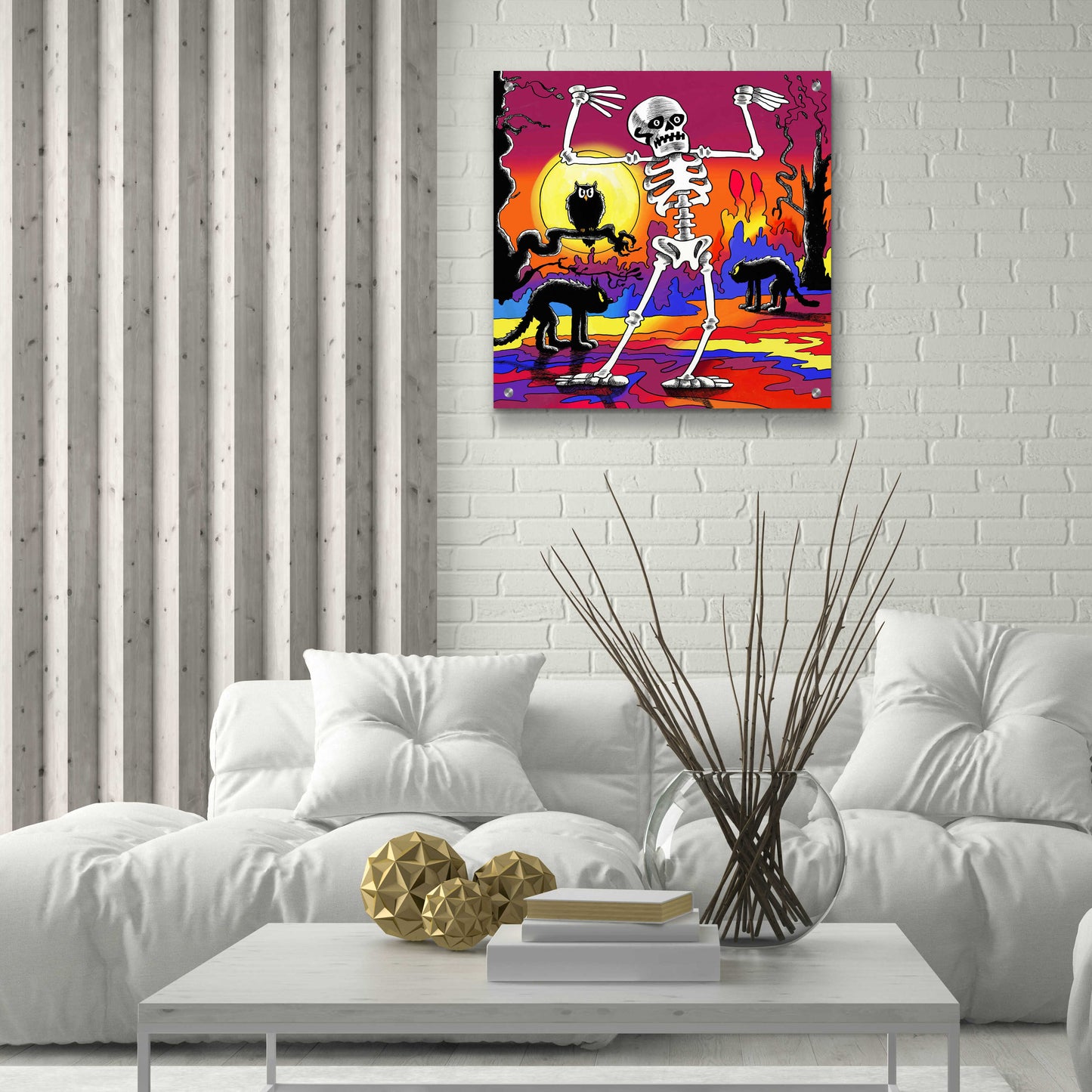 Epic Art 'Skeleton Dance' by Howie Green, Acrylic Glass Wall Art,24x24