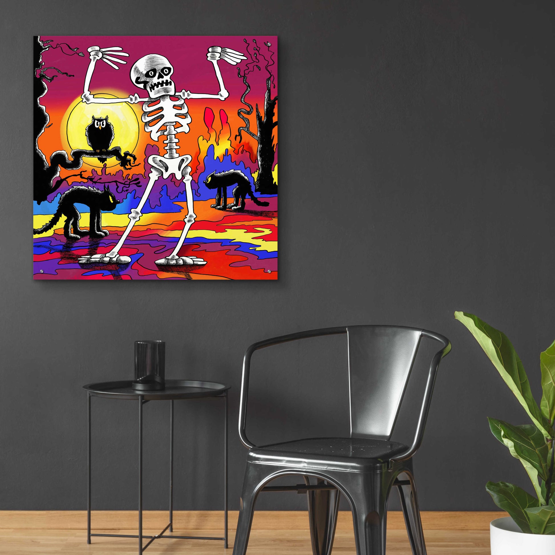 Epic Art 'Skeleton Dance' by Howie Green, Acrylic Glass Wall Art,36x36