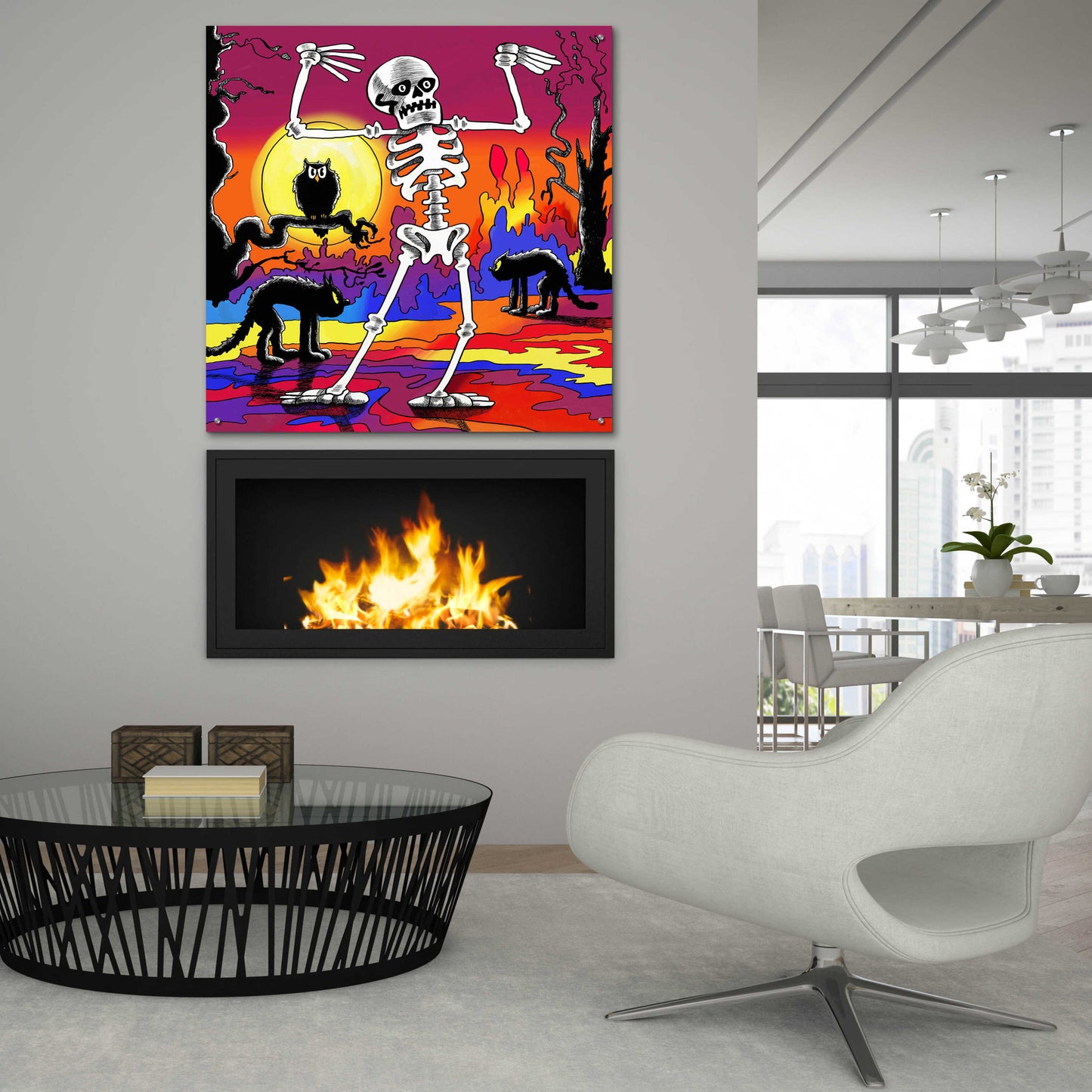 Epic Art 'Skeleton Dance' by Howie Green, Acrylic Glass Wall Art,36x36