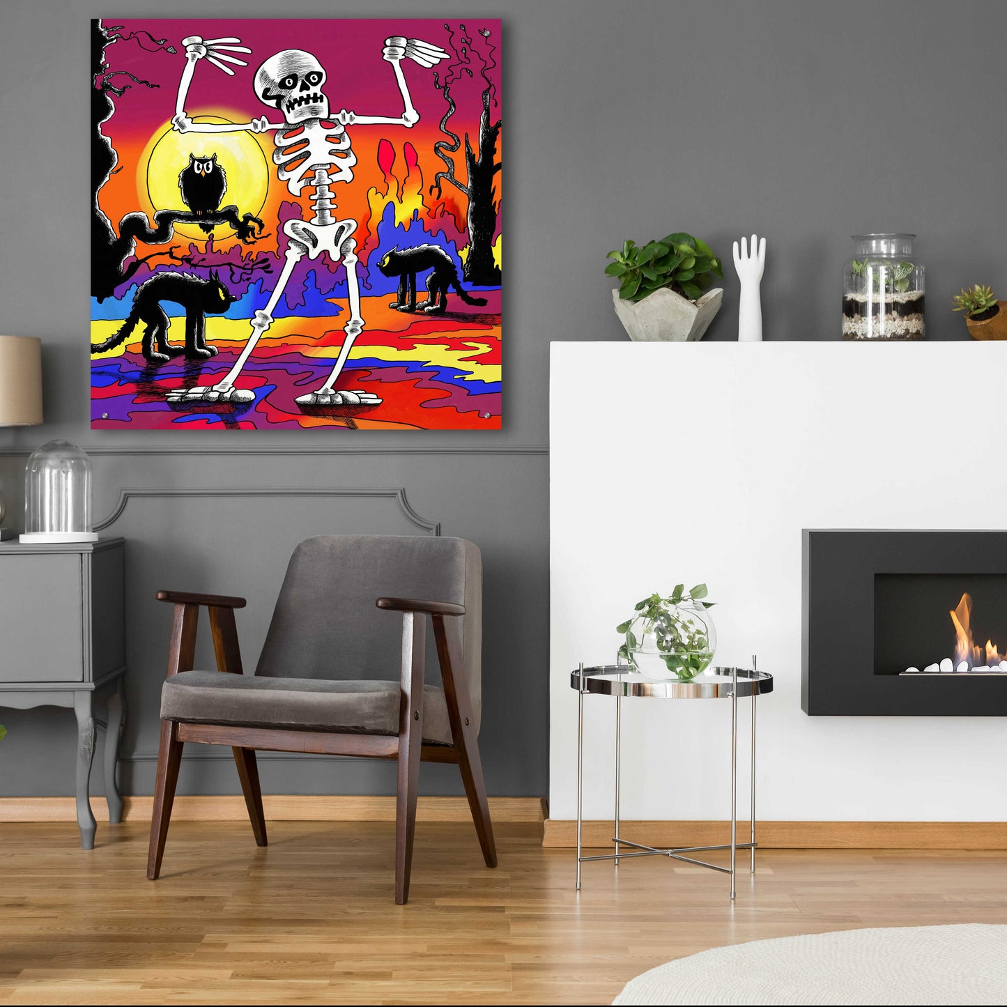 Epic Art 'Skeleton Dance' by Howie Green, Acrylic Glass Wall Art,36x36