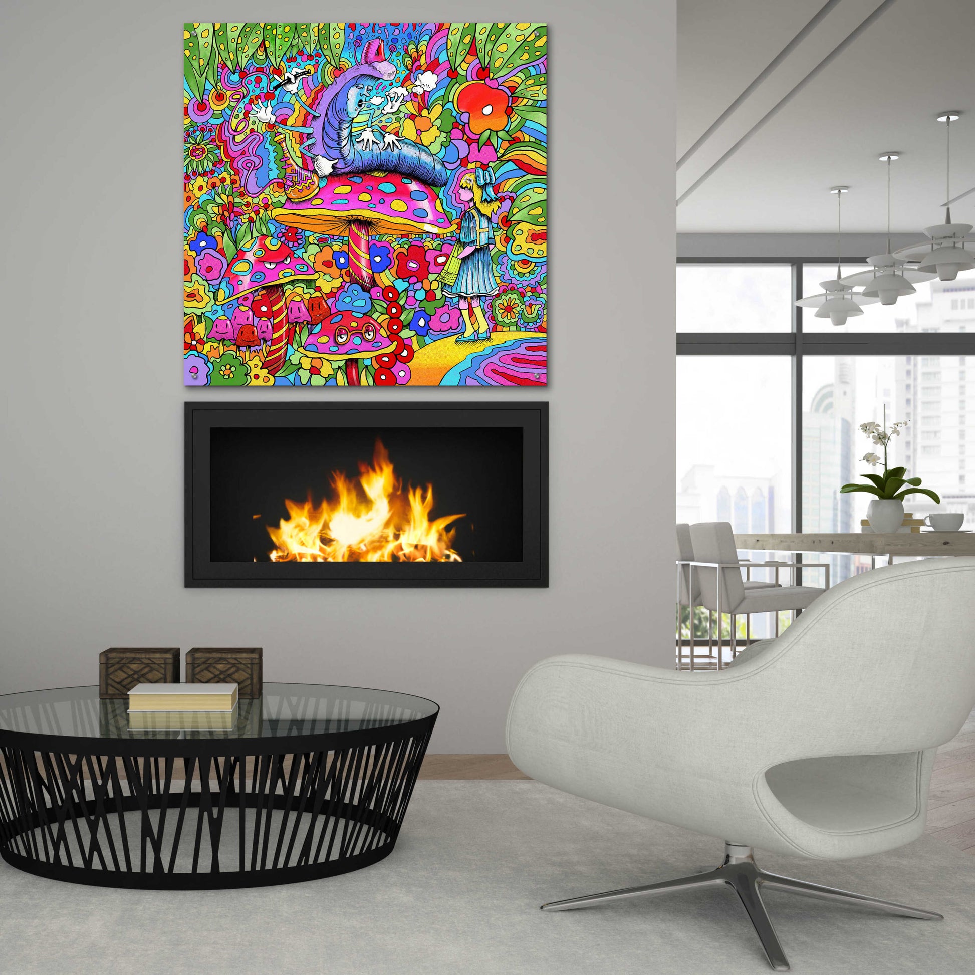 Epic Art 'Caterpillar Alice Square' by Howie Green, Acrylic Glass Wall Art,36x36