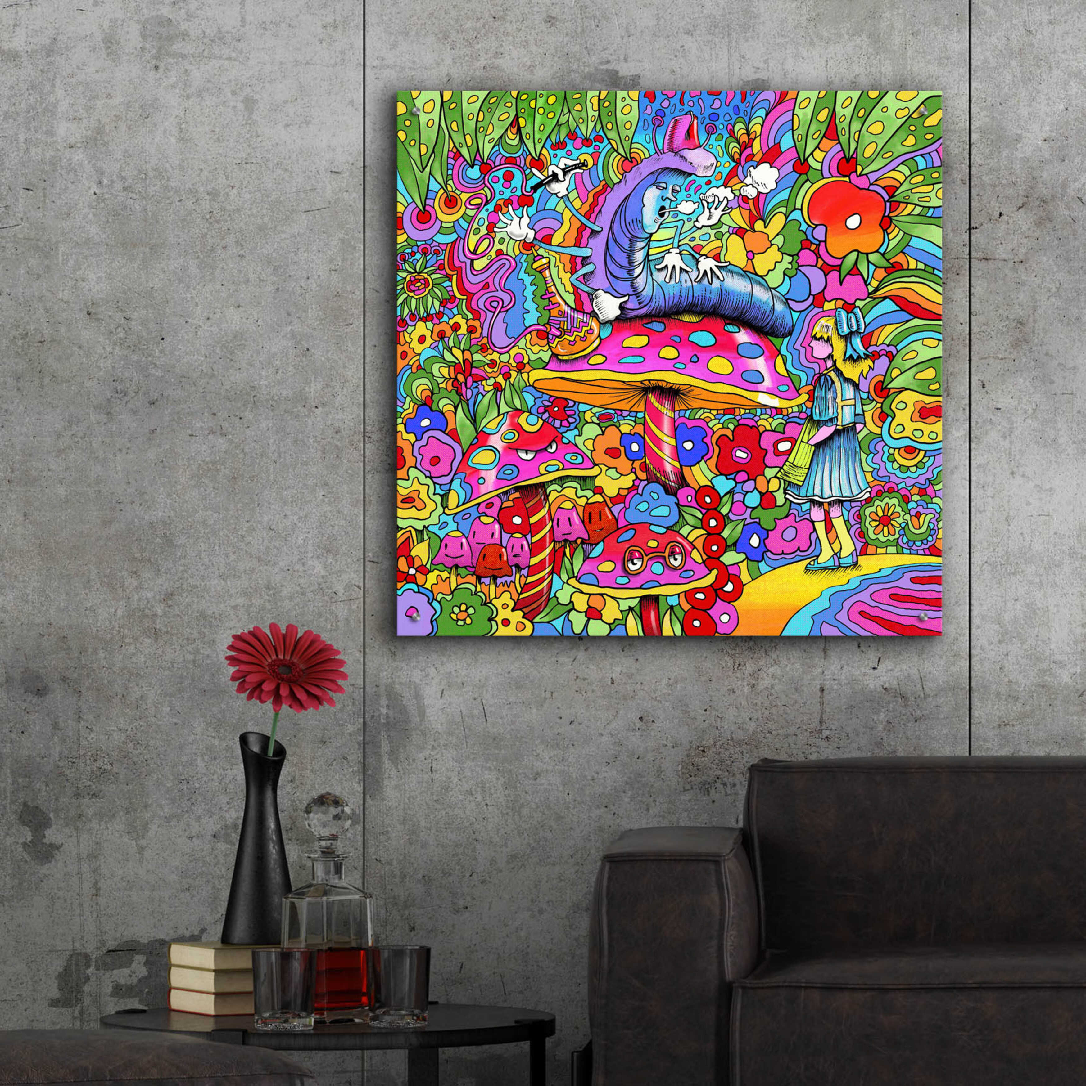 Epic Art 'Caterpillar Alice Square' by Howie Green, Acrylic Glass