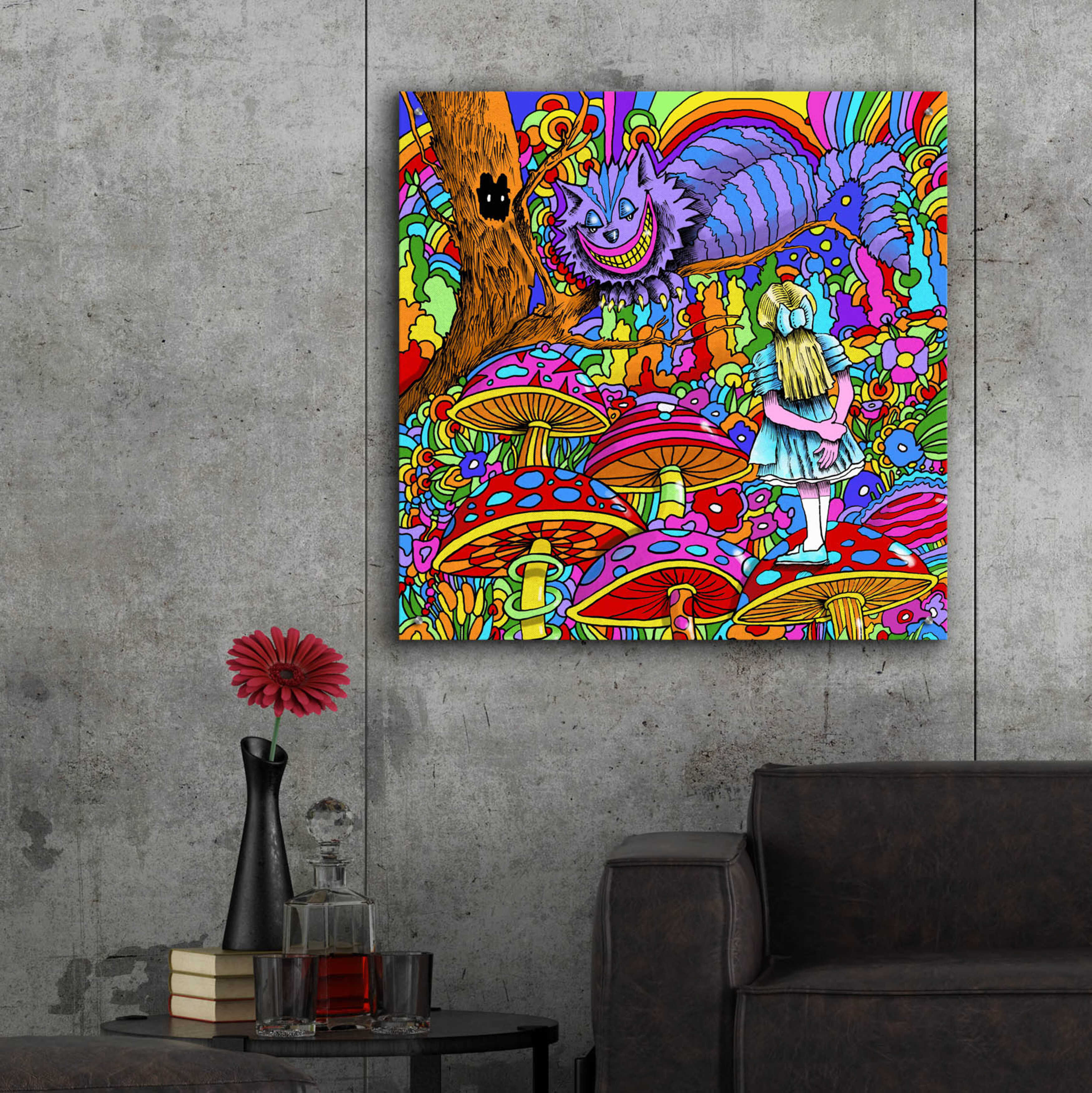 Epic Art 'Cheshire Cat Alice' by Howie Green, Acrylic Glass Wall