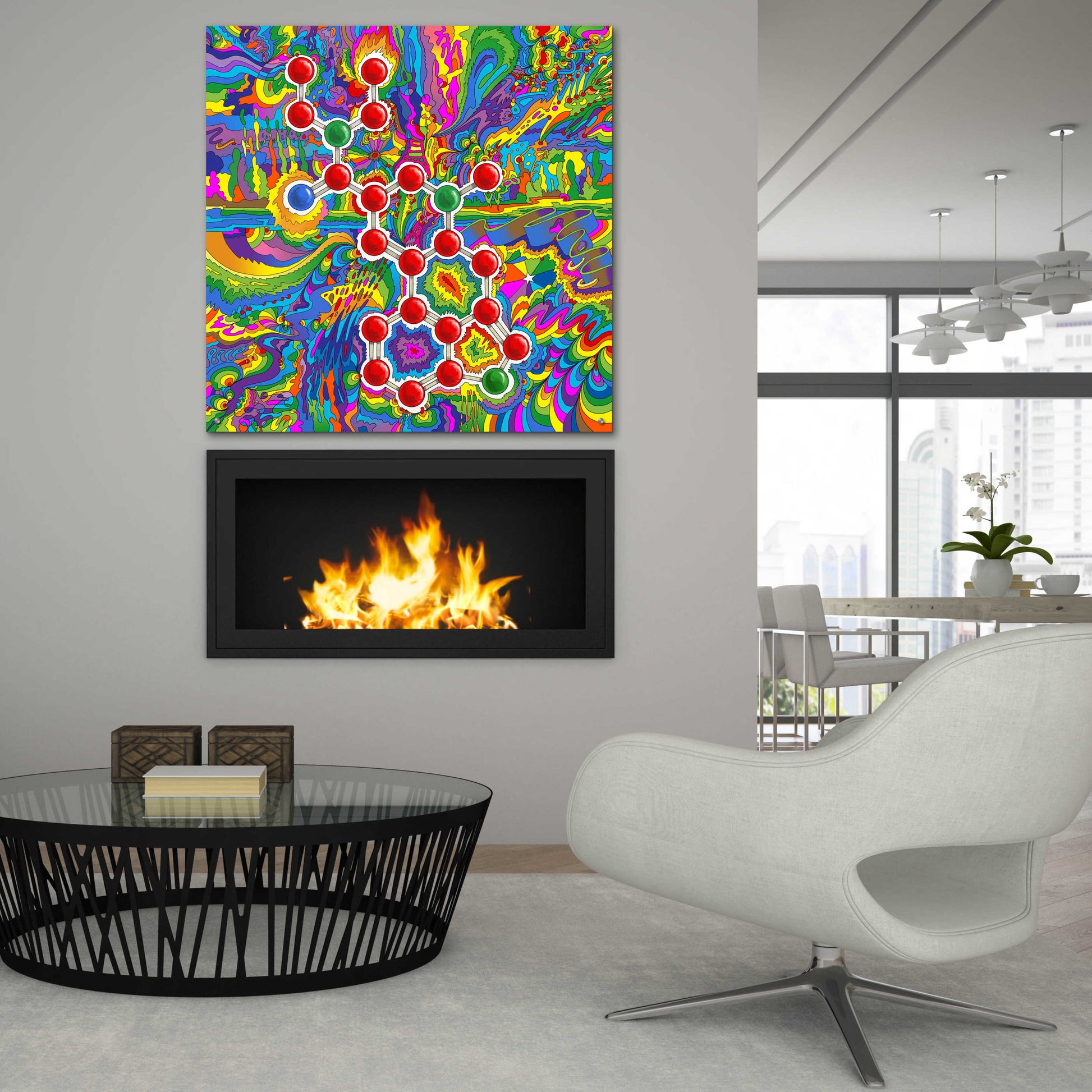 Epic Art 'LSD Molecule' by Howie Green, Acrylic Glass Wall Art,36x36