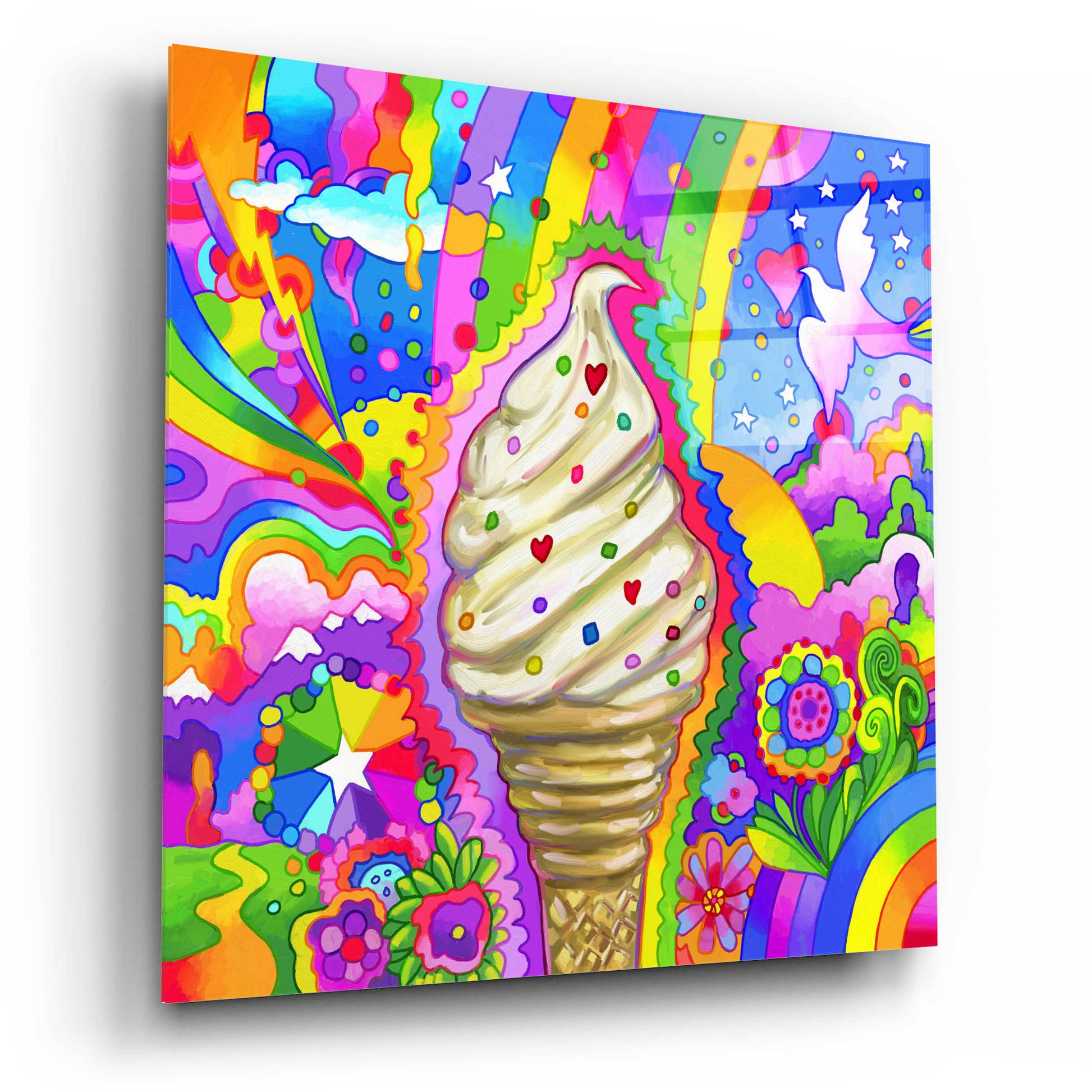 Epic Art 'Ice Cream Cone Pop Art' by Howie Green, Acrylic Glass Wall Art,12x12