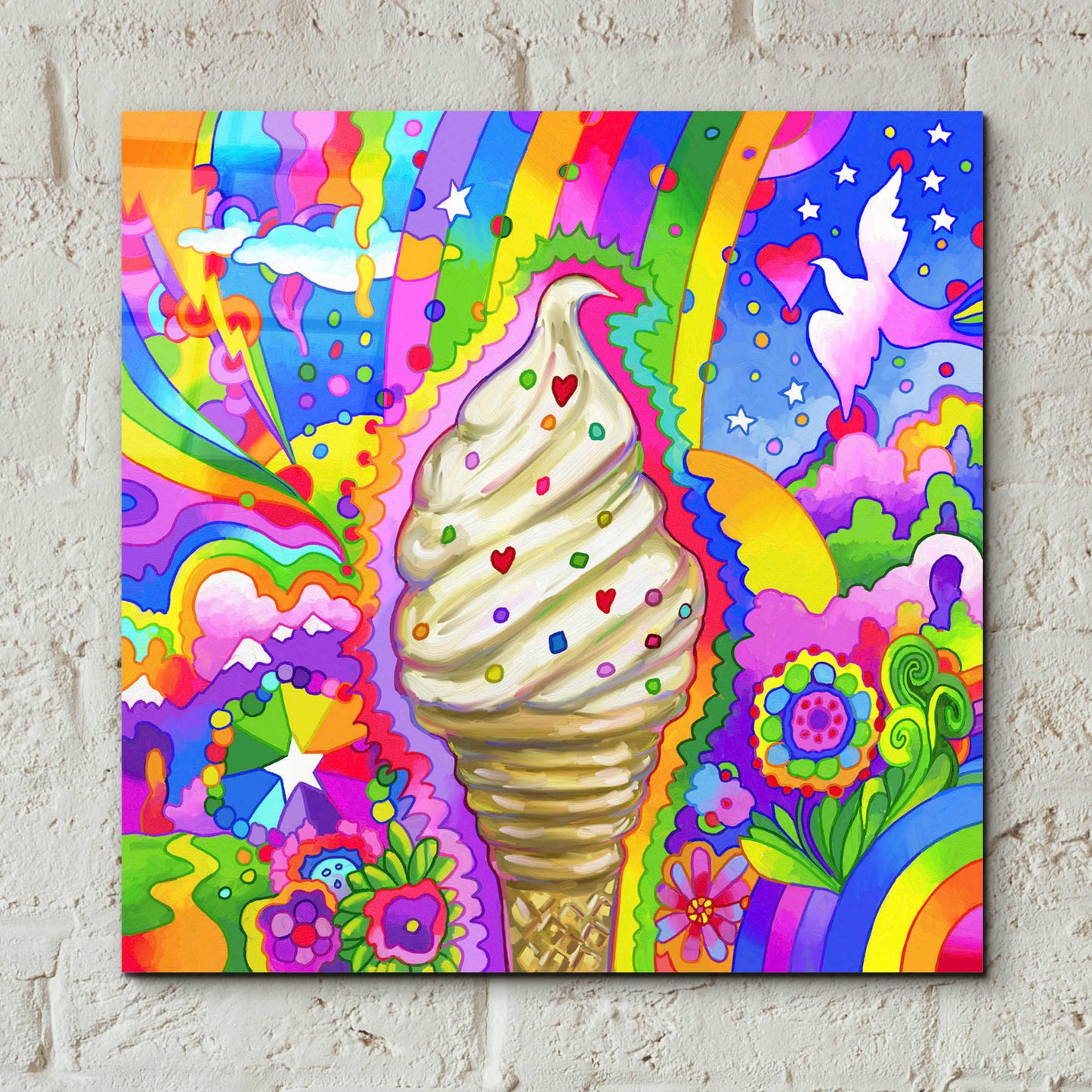 Epic Art 'Ice Cream Cone Pop Art' by Howie Green, Acrylic Glass Wall Art,12x12