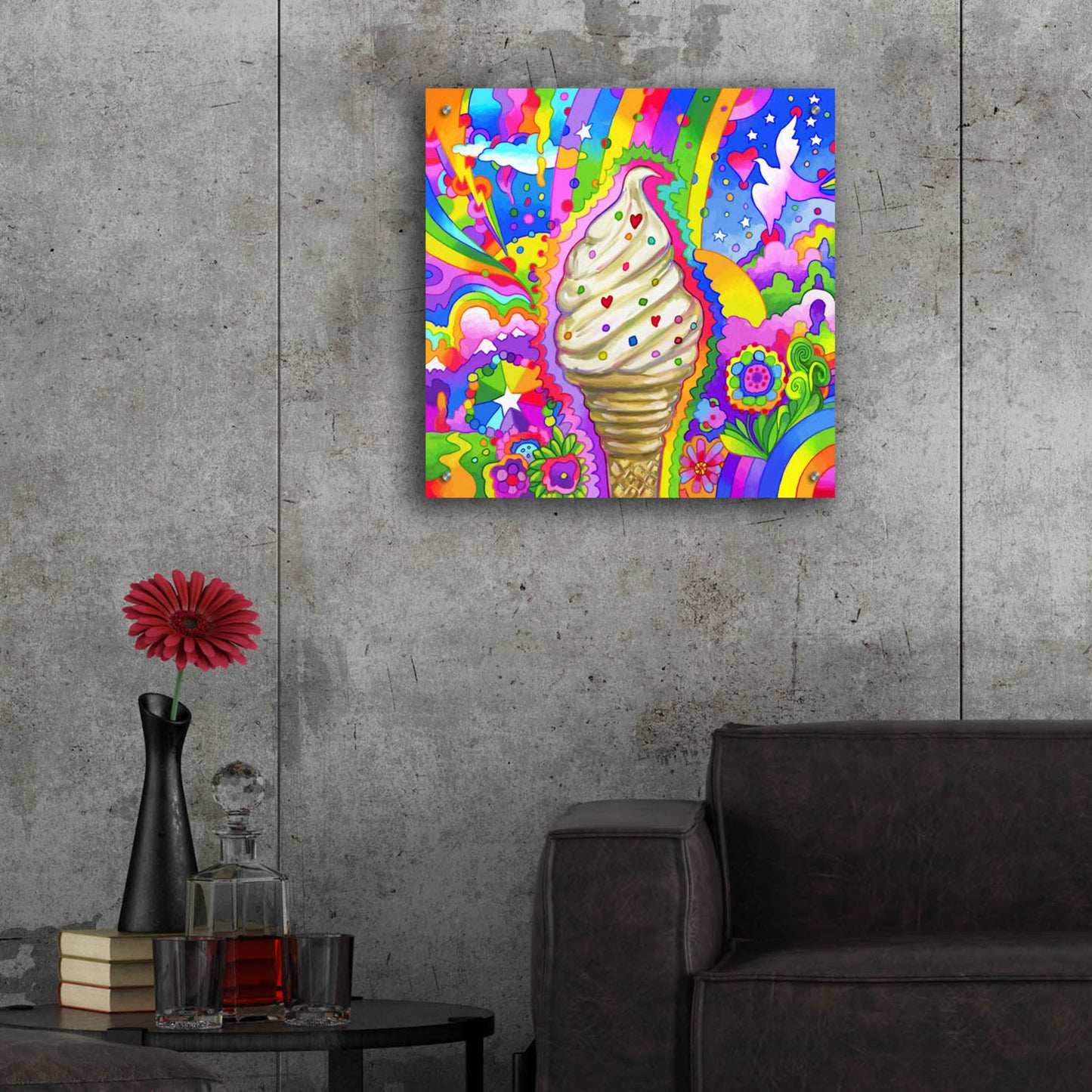 Epic Art 'Ice Cream Cone Pop Art' by Howie Green, Acrylic Glass Wall Art,24x24