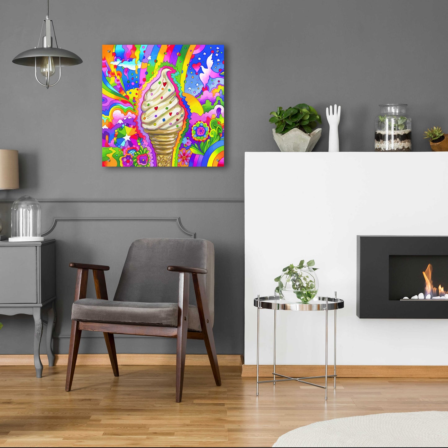 Epic Art 'Ice Cream Cone Pop Art' by Howie Green, Acrylic Glass Wall Art,24x24