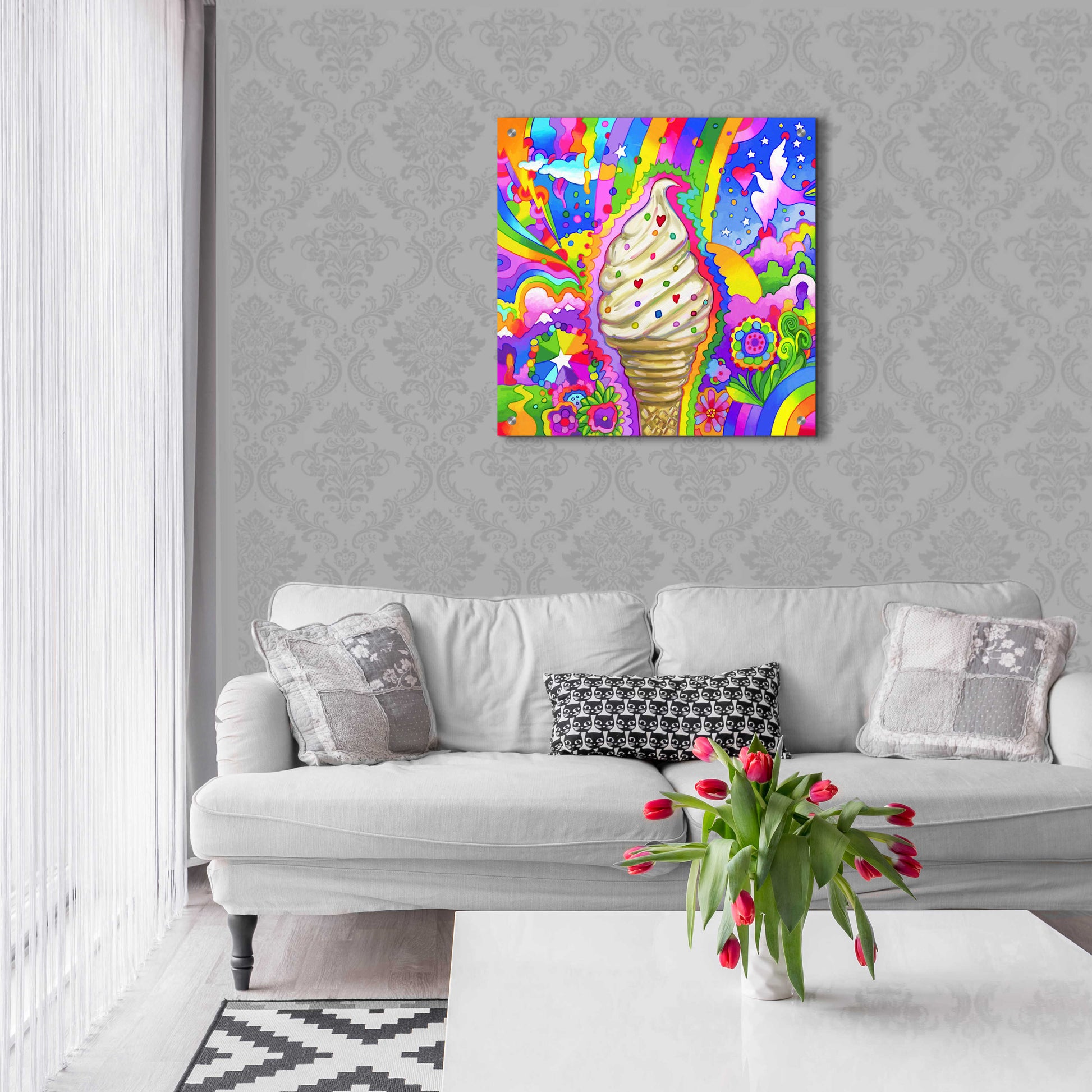 Epic Art 'Ice Cream Cone Pop Art' by Howie Green, Acrylic Glass Wall Art,24x24