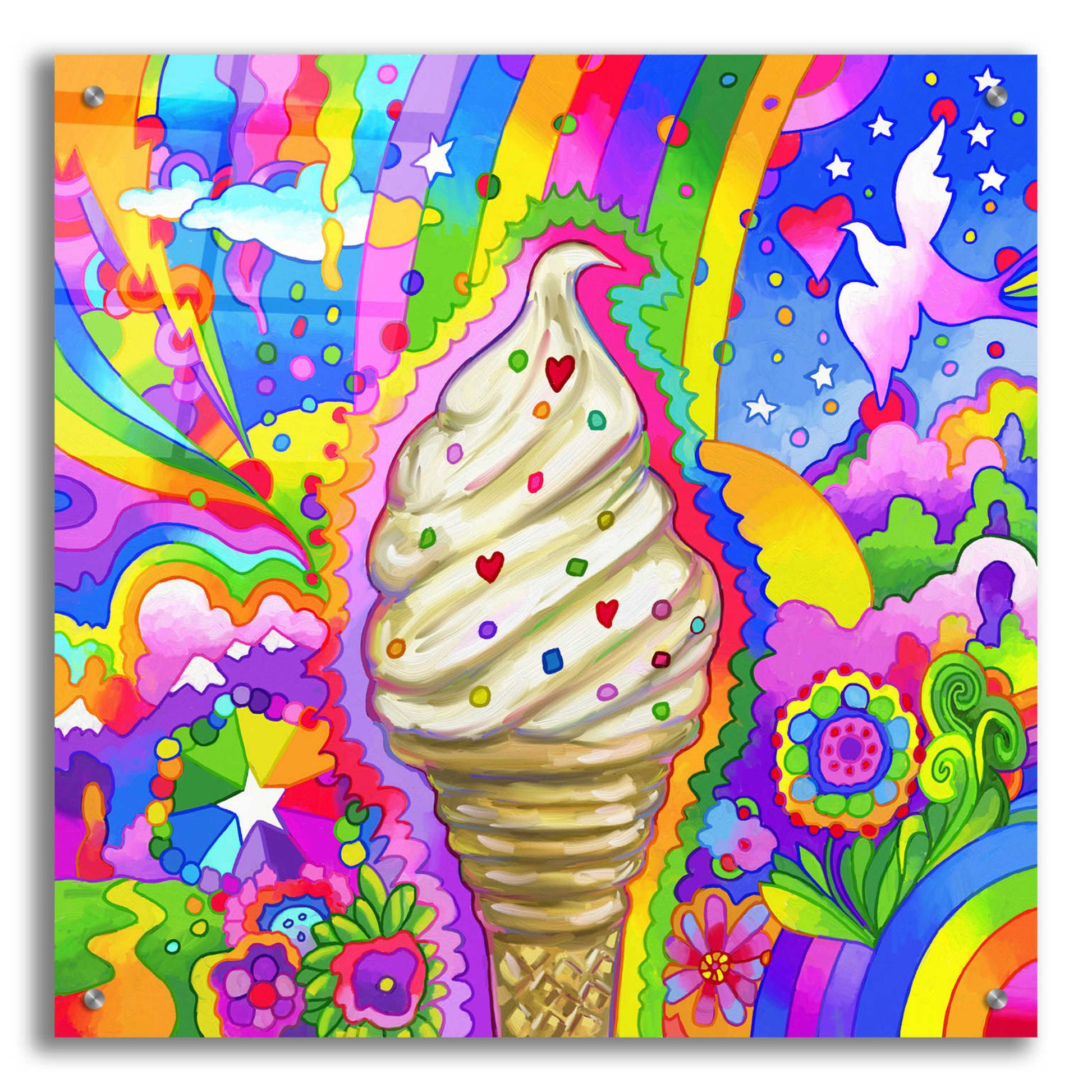 Epic Art 'Ice Cream Cone Pop Art' by Howie Green, Acrylic Glass Wall Art,24x24