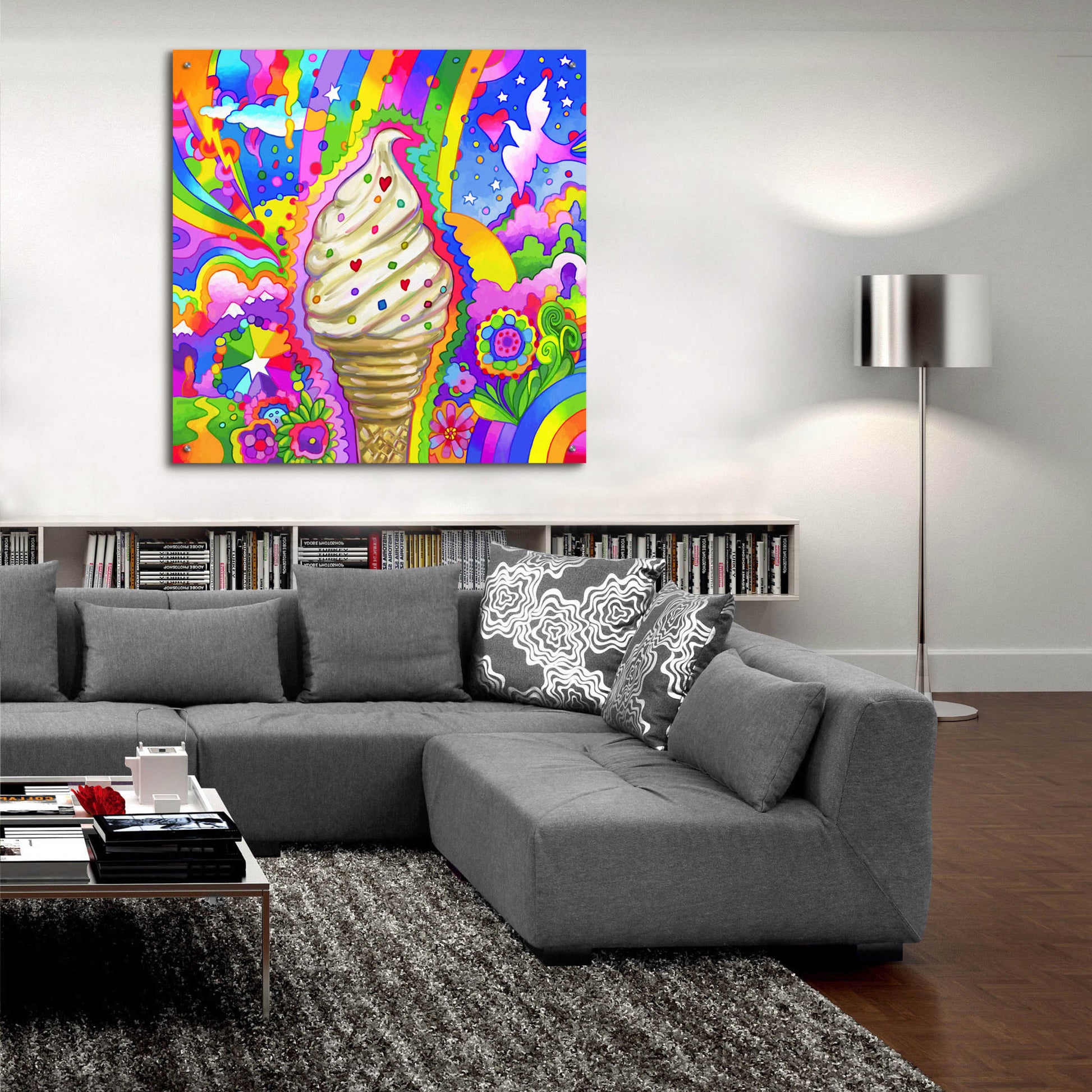 Epic Art 'Ice Cream Cone Pop Art' by Howie Green, Acrylic Glass Wall Art,36x36