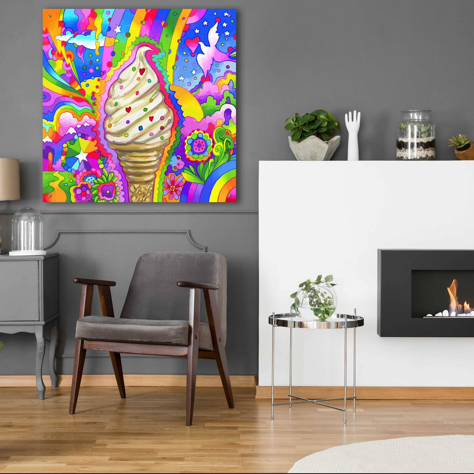 Epic Art 'Ice Cream Cone Pop Art' by Howie Green, Acrylic Glass Wall Art,36x36