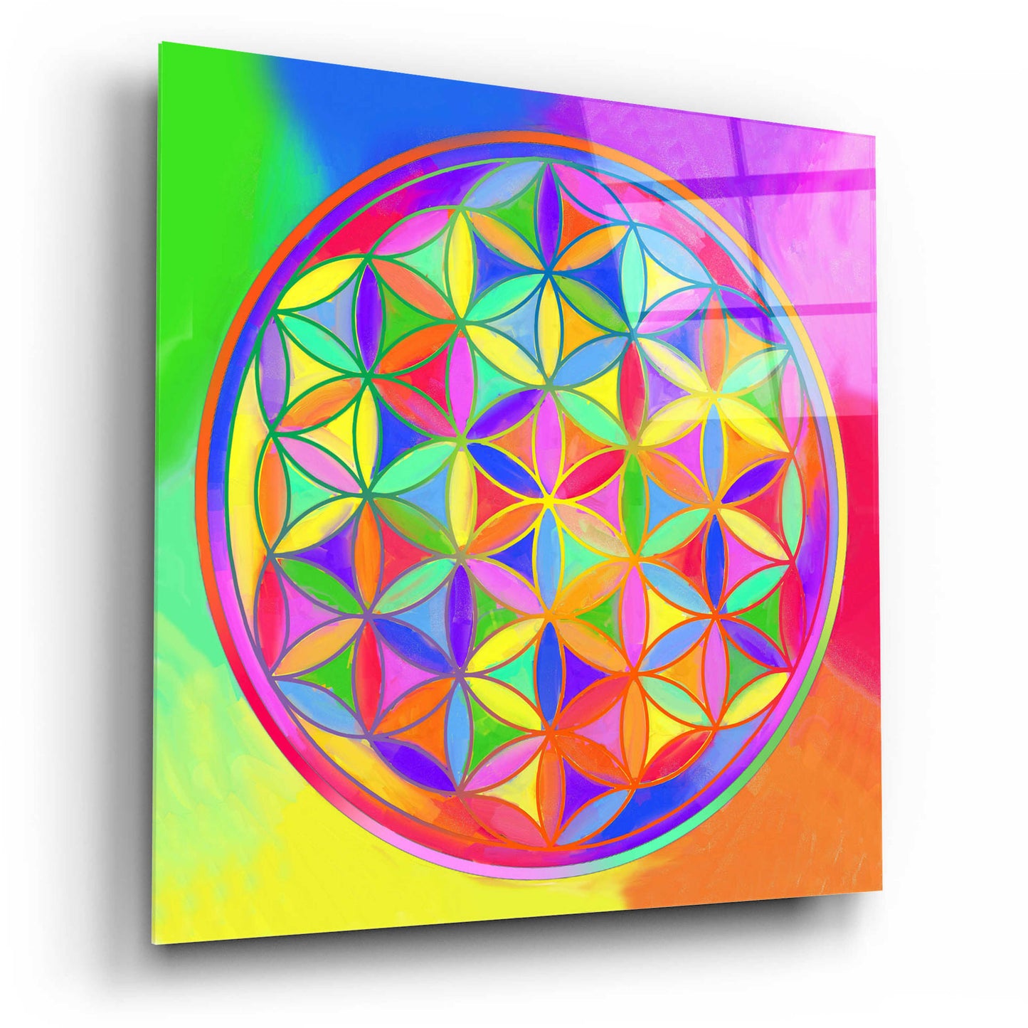 Epic Art 'Sacred Geo Flower of Life' by Howie Green, Acrylic Glass Wall Art,12x12