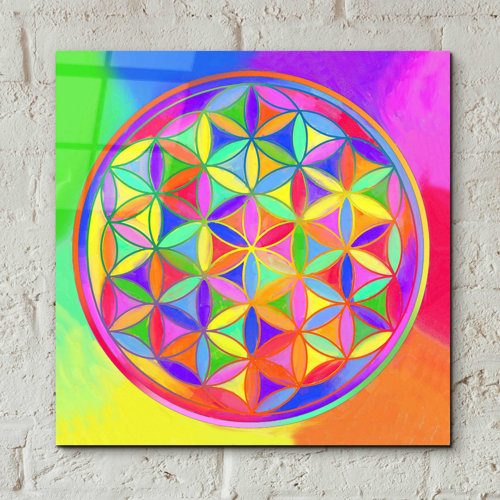 Epic Art 'Sacred Geo Flower of Life' by Howie Green, Acrylic Glass Wall Art,12x12