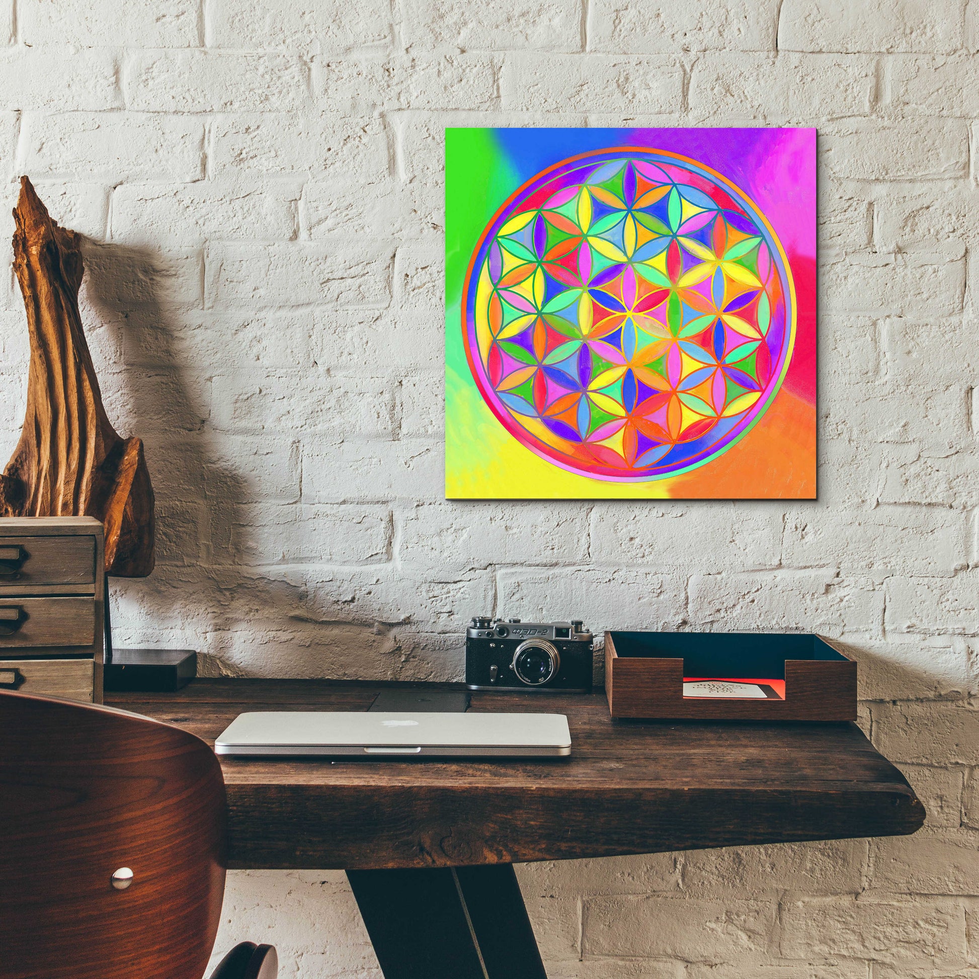 Epic Art 'Sacred Geo Flower of Life' by Howie Green, Acrylic Glass Wall Art,12x12