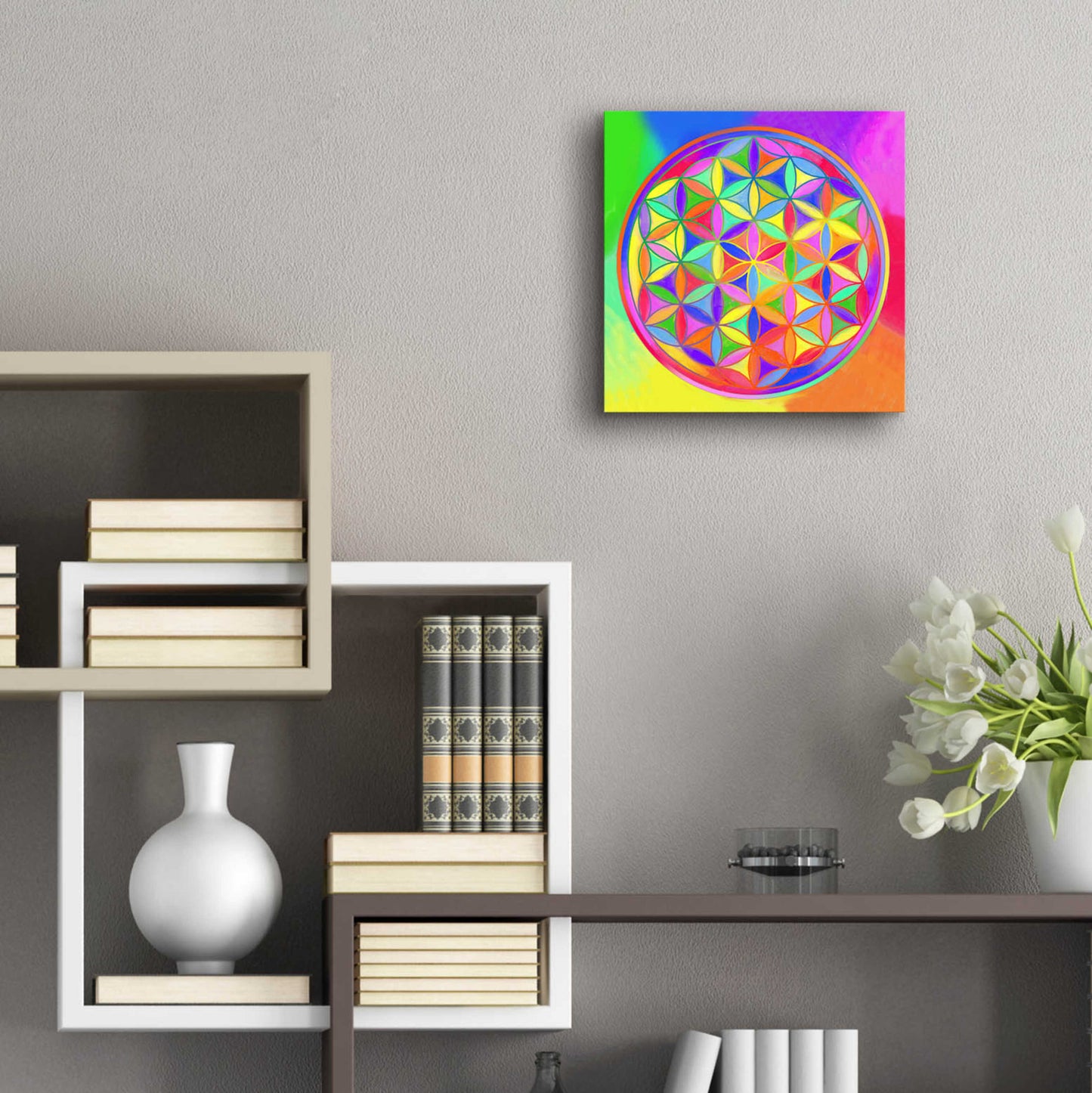 Epic Art 'Sacred Geo Flower of Life' by Howie Green, Acrylic Glass Wall Art,12x12