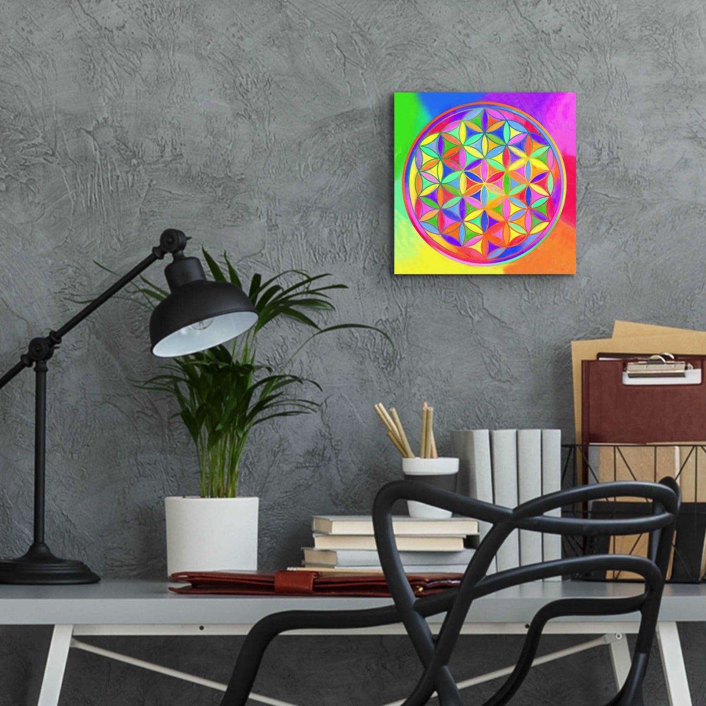 Epic Art 'Sacred Geo Flower of Life' by Howie Green, Acrylic Glass Wall Art,12x12