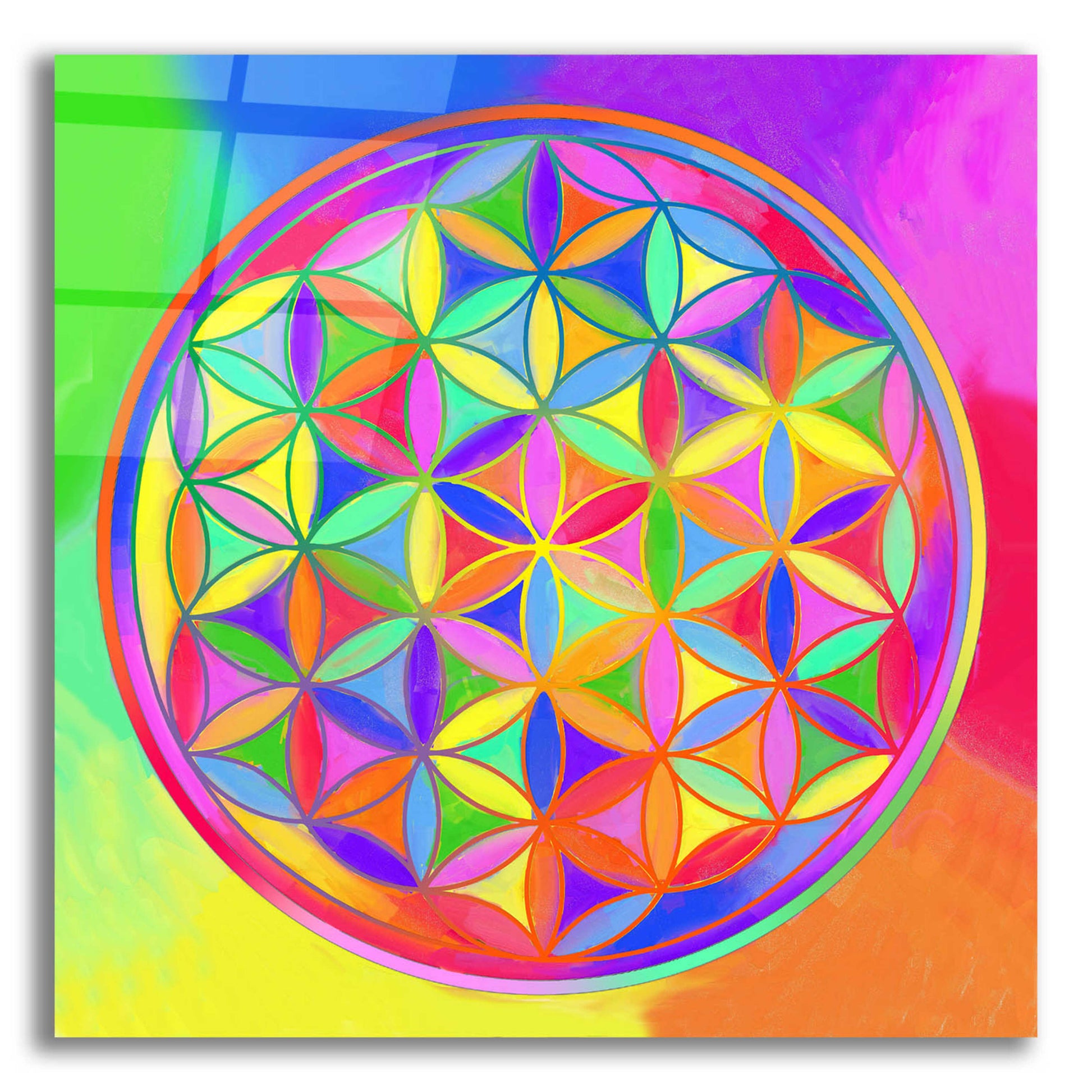 Epic Art 'Sacred Geo Flower of Life' by Howie Green, Acrylic Glass Wall Art,12x12