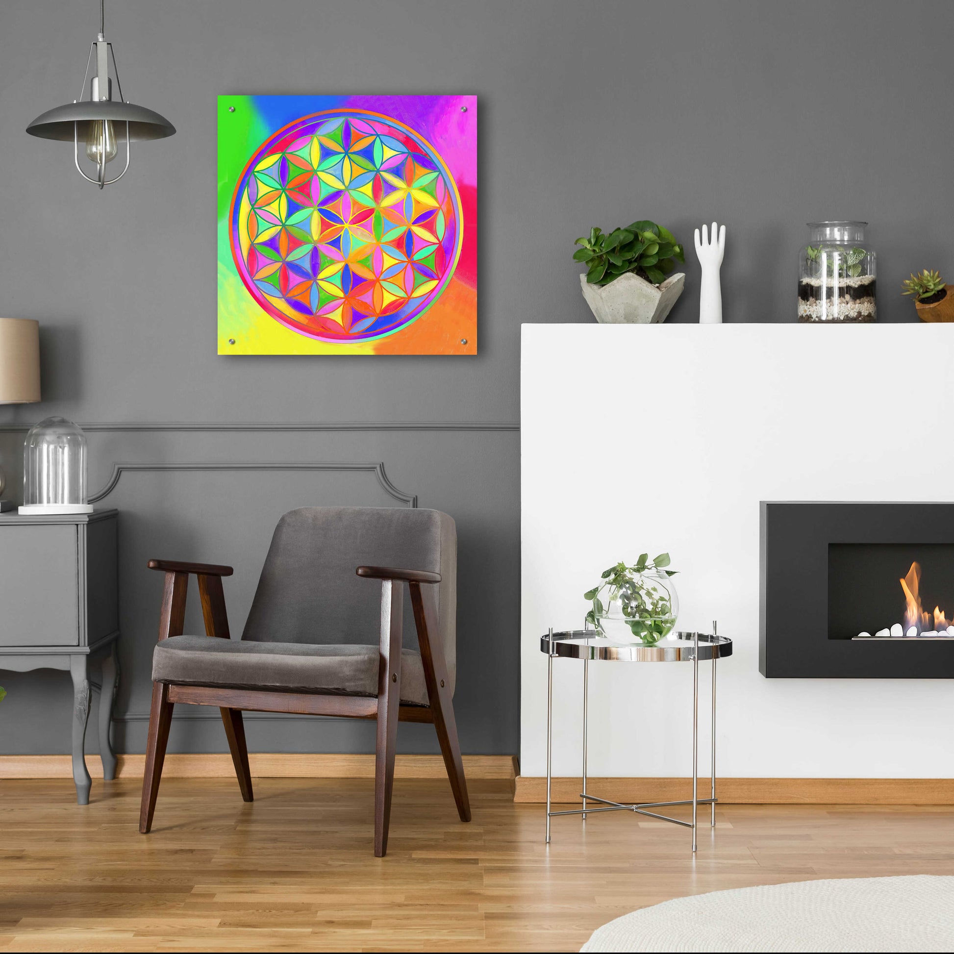 Epic Art 'Sacred Geo Flower of Life' by Howie Green, Acrylic Glass Wall Art,24x24