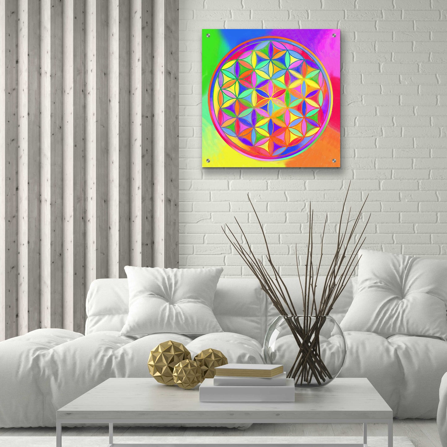 Epic Art 'Sacred Geo Flower of Life' by Howie Green, Acrylic Glass Wall Art,24x24