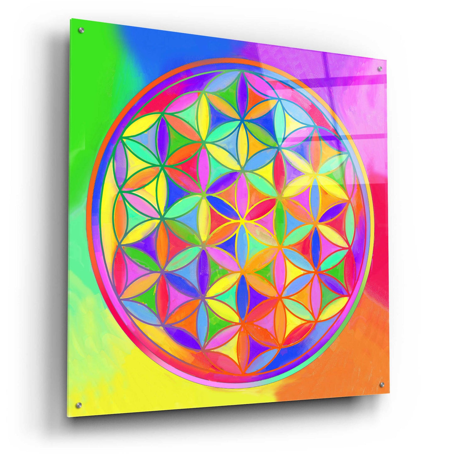 Epic Art 'Sacred Geo Flower of Life' by Howie Green, Acrylic Glass Wall Art,36x36