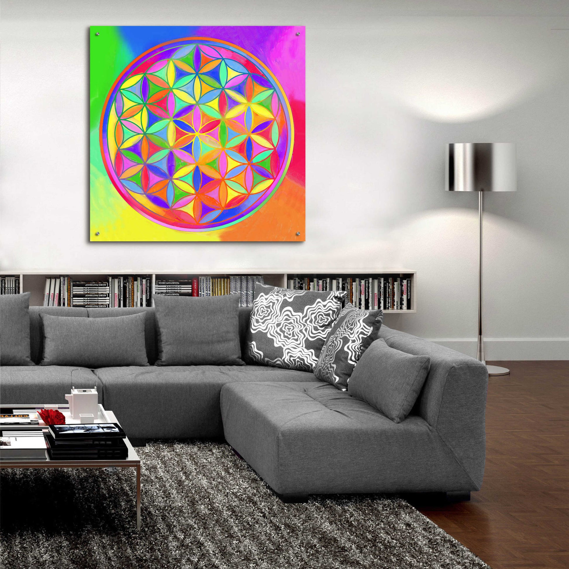 Epic Art 'Sacred Geo Flower of Life' by Howie Green, Acrylic Glass Wall Art,36x36